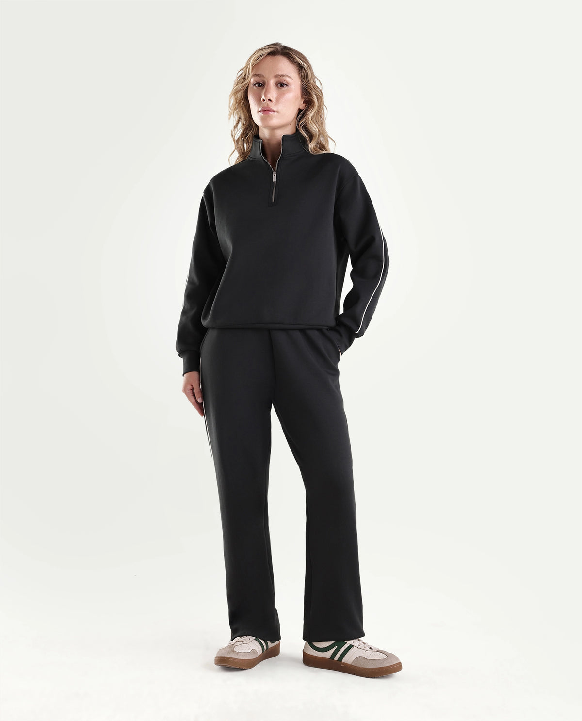 Rareism Women's Pint-B Dark Olive Cotton Blend Elastic Straight Track Pant