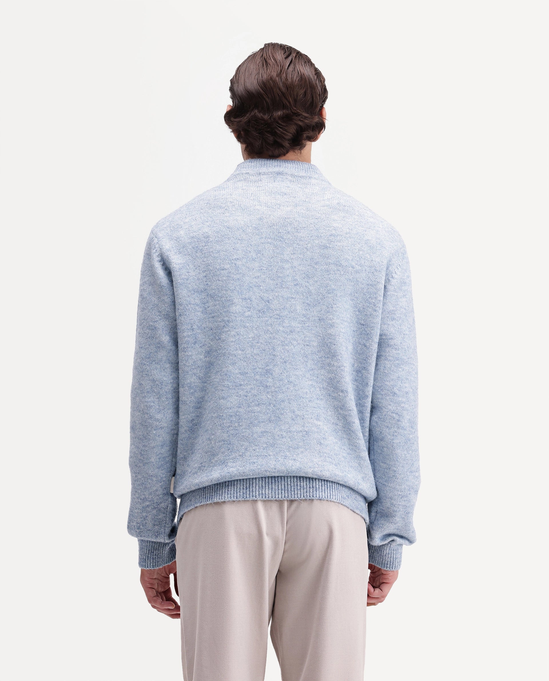 Rare Rabbit Men's Manny Light Blue Acrylic Blend Regular Fit Plain Sweater