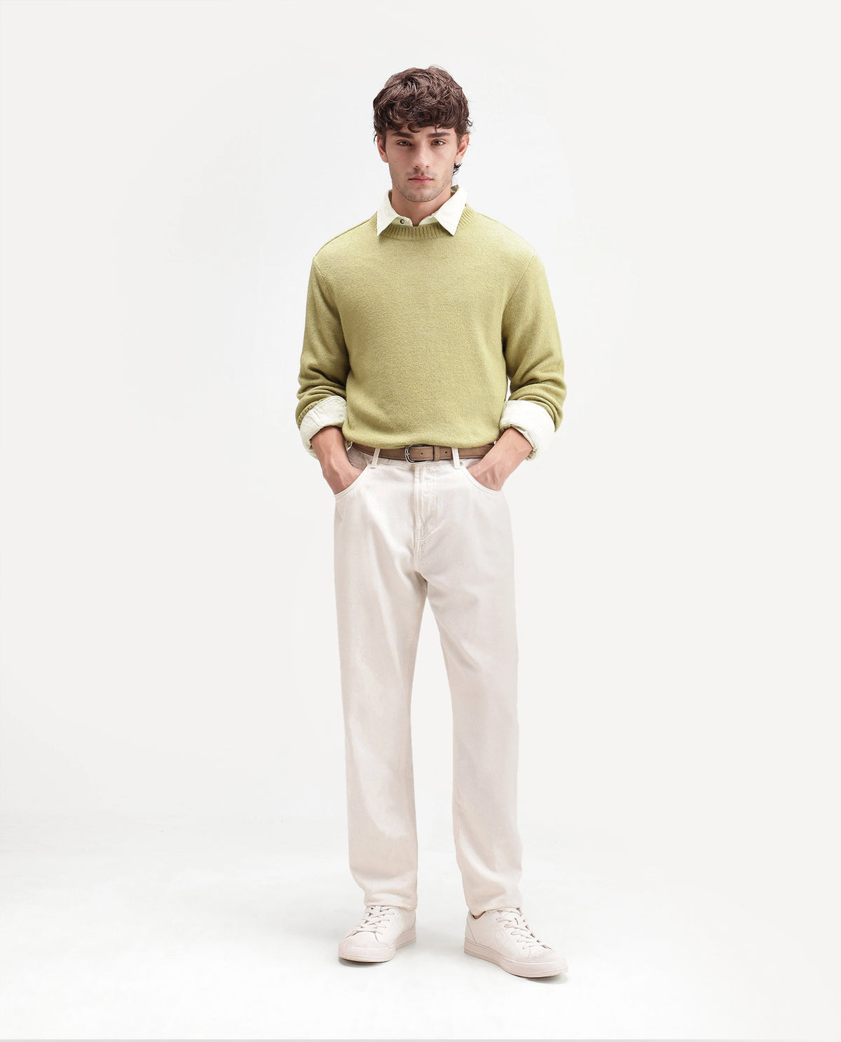 Rare Rabbit Men's Greno Light Green Acrylic Blend Regular Fit Plain Sweater