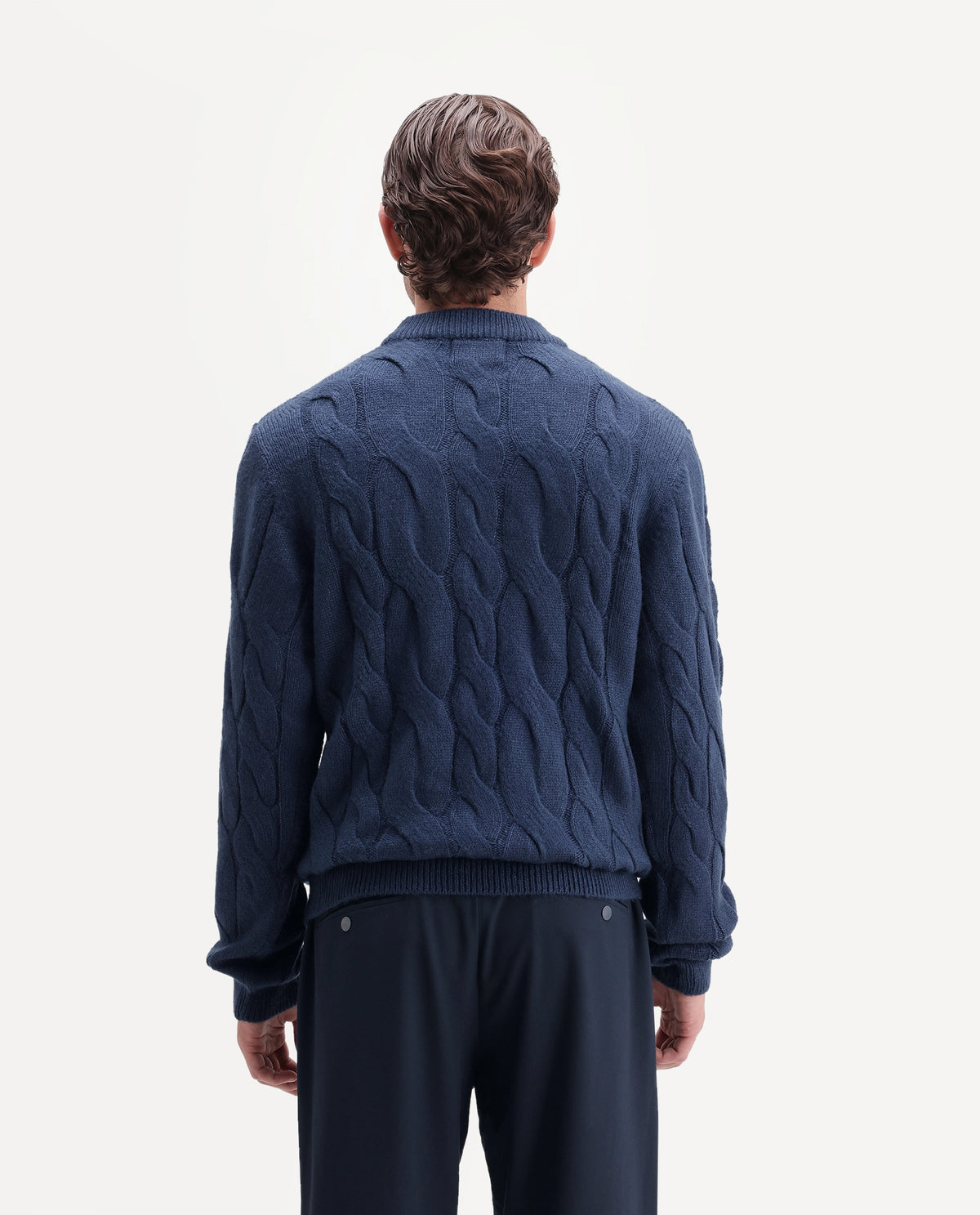 Rare Rabbit Men's Hury Navy Acrylic Blend Pull-On Regular Fit Textured Sweater