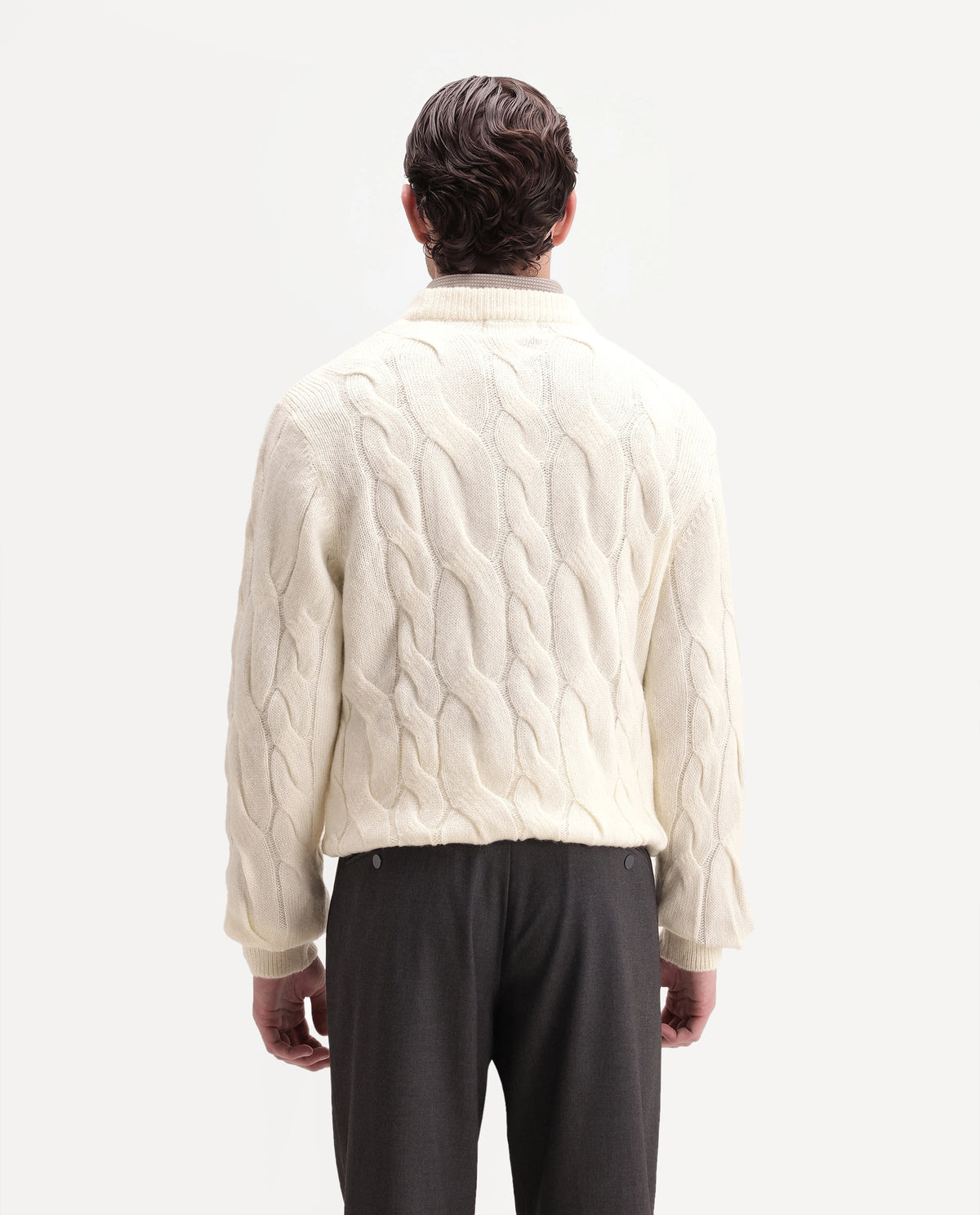 Rare Rabbit Men's Hury Off White Acrylic Blend Pull-On Regular Fit Textured Sweater