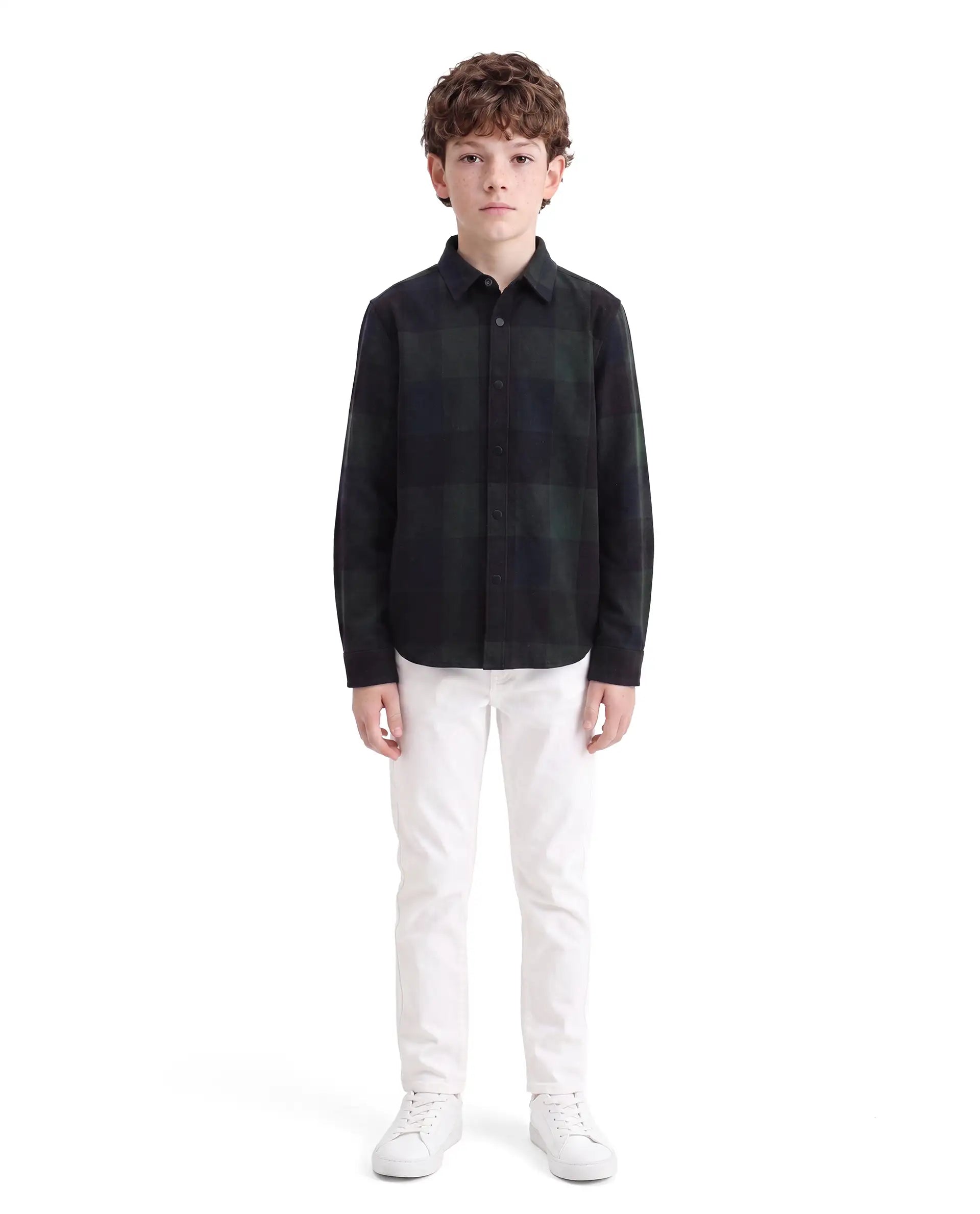 Rare Ones Kids Daxt Dark Green Cotton Fabric Button Closure Regular Fit Checked Shirt