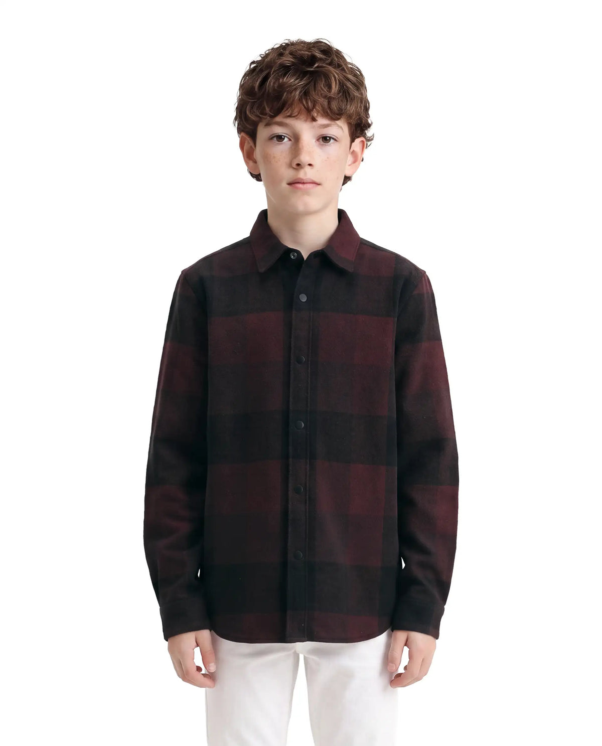 Rare Ones Kids Daxt Dark Rust Cotton Fabric Button Closure Regular Fit Checked Shirt