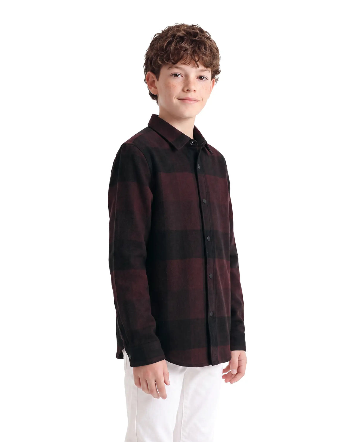 Rare Ones Kids Daxt Dark Rust Cotton Fabric Button Closure Regular Fit Checked Shirt