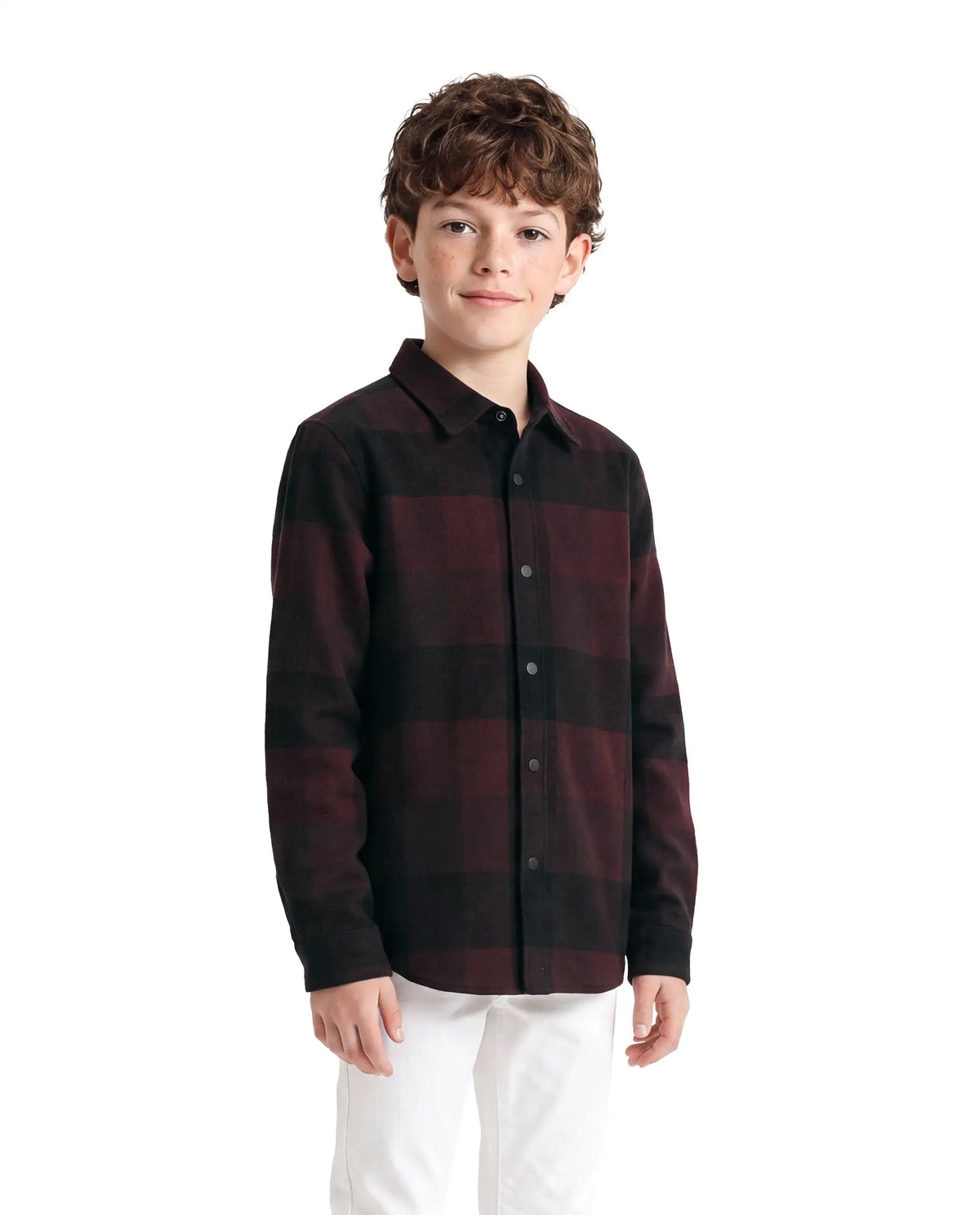Rare Ones Kids Daxt Dark Rust Cotton Fabric Button Closure Regular Fit Checked Shirt