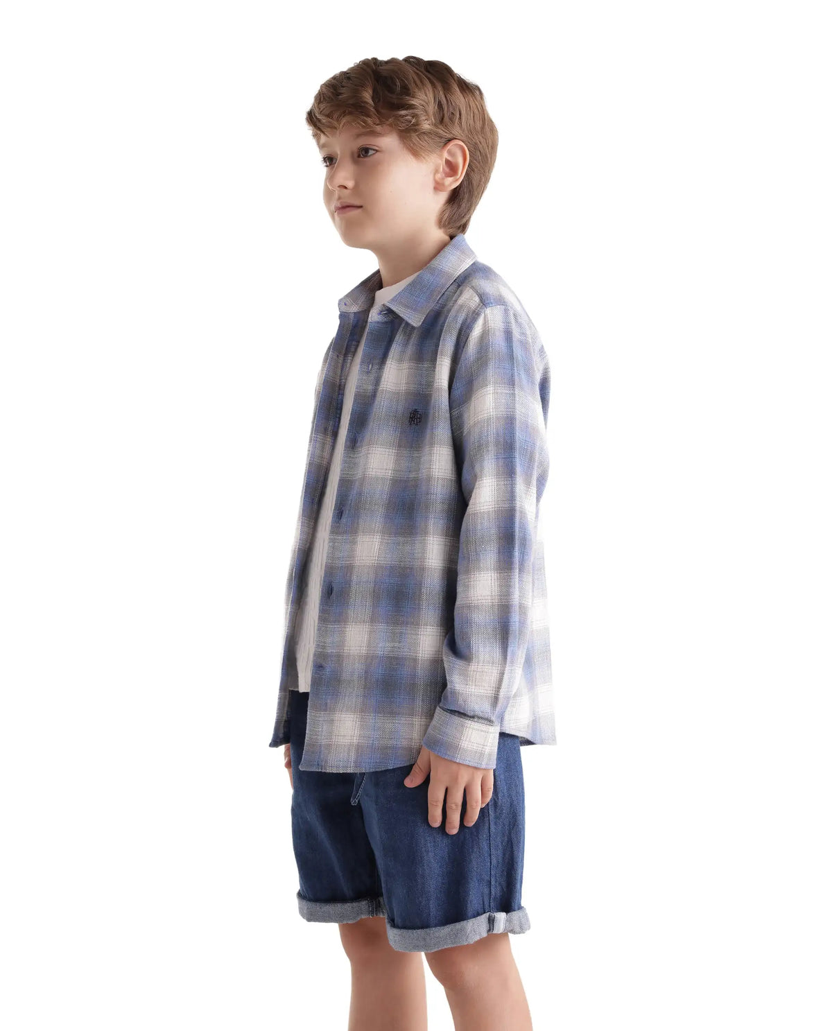 Rare Ones Kids Flan Purple Cotton Blend Fabric Button Closure Regular Fit Checked Shirt