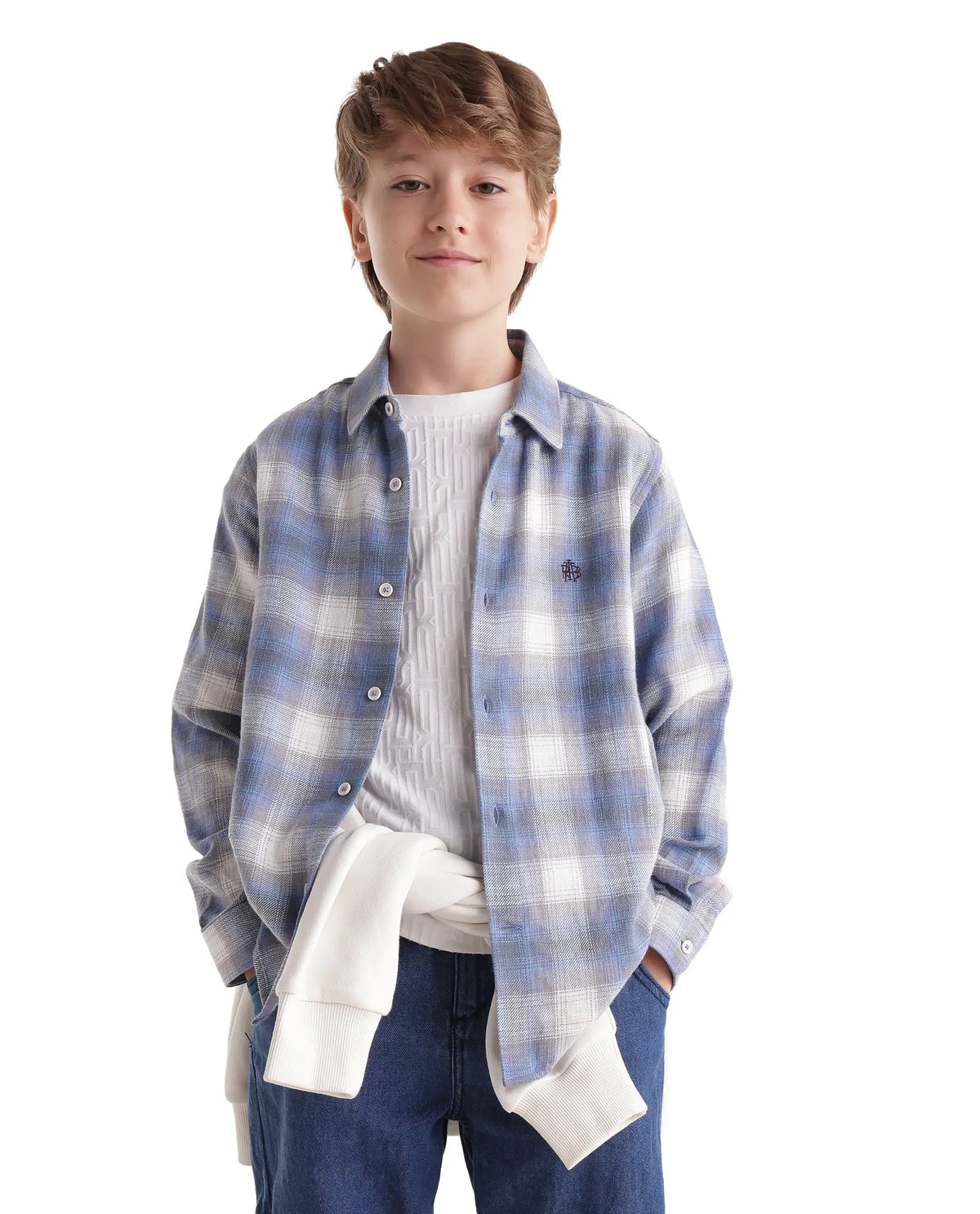 Rare Ones Kids Flan Purple Cotton Blend Fabric Button Closure Regular Fit Checked Shirt