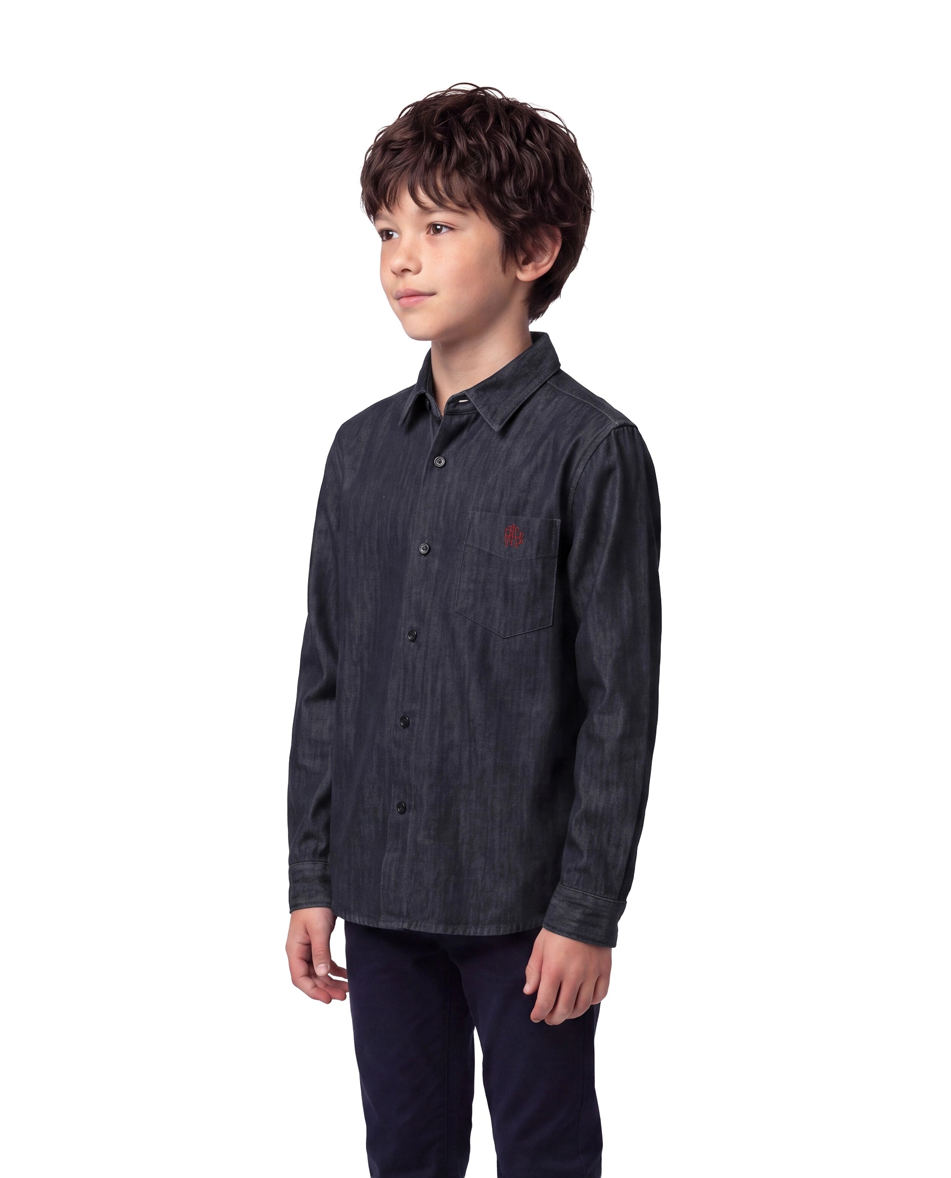 Rare Ones Kids Spens Blue Cotton Blend Fabric Button Closure Regular Fit Embroidered Shirt