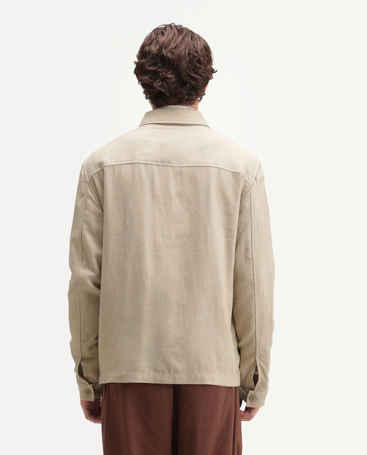 Rare Rabbit Men's Jomo-T-Aw26 Beige Linen Blend Spread Collar Relaxed Plain Shacket