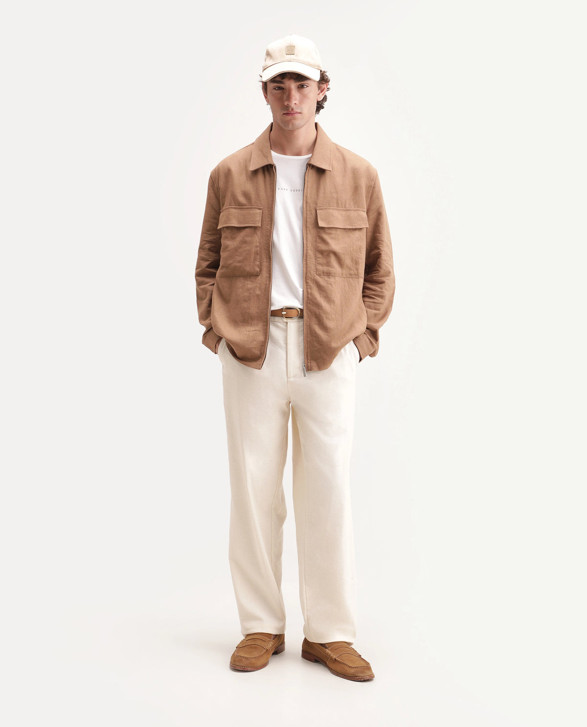 Rare Rabbit Men's Jomo-T-Aw26 Dusky Mustard Linen Blend Spread Collar Relaxed Plain Shacket