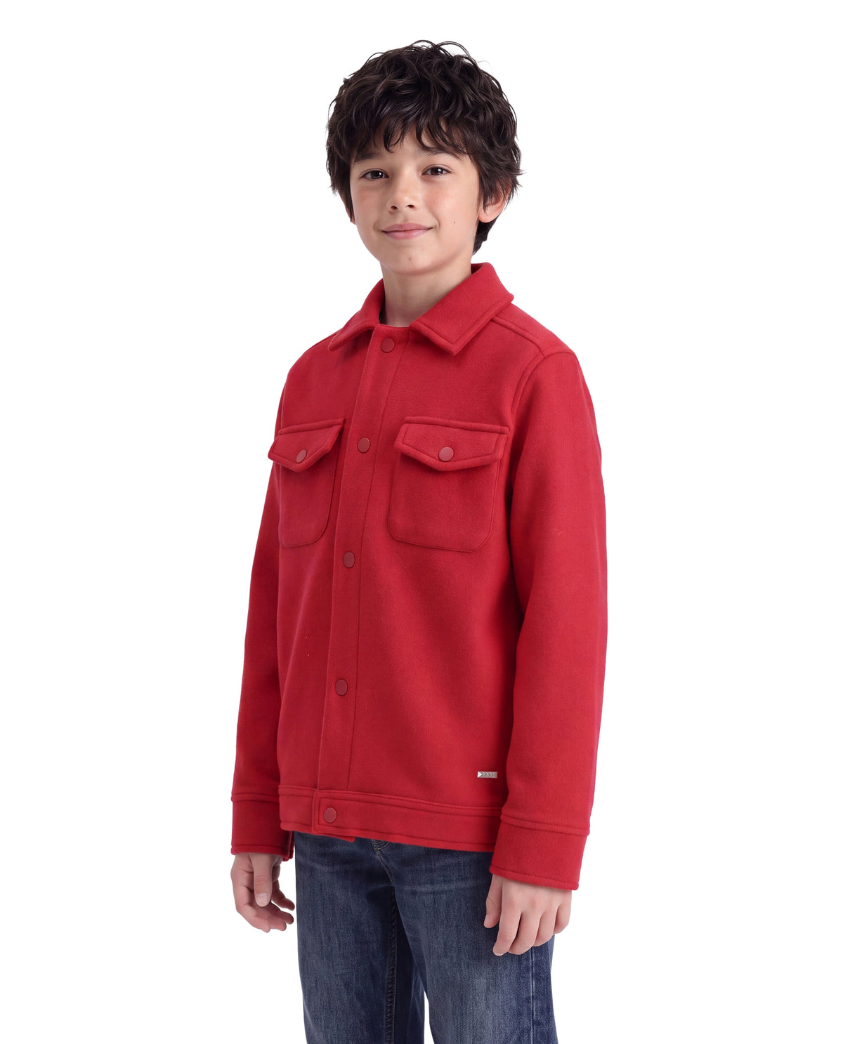 Rare Ones Kids Tweedo-K Red Polyester Fabric Button Closure Regular Fit Plain Jacket