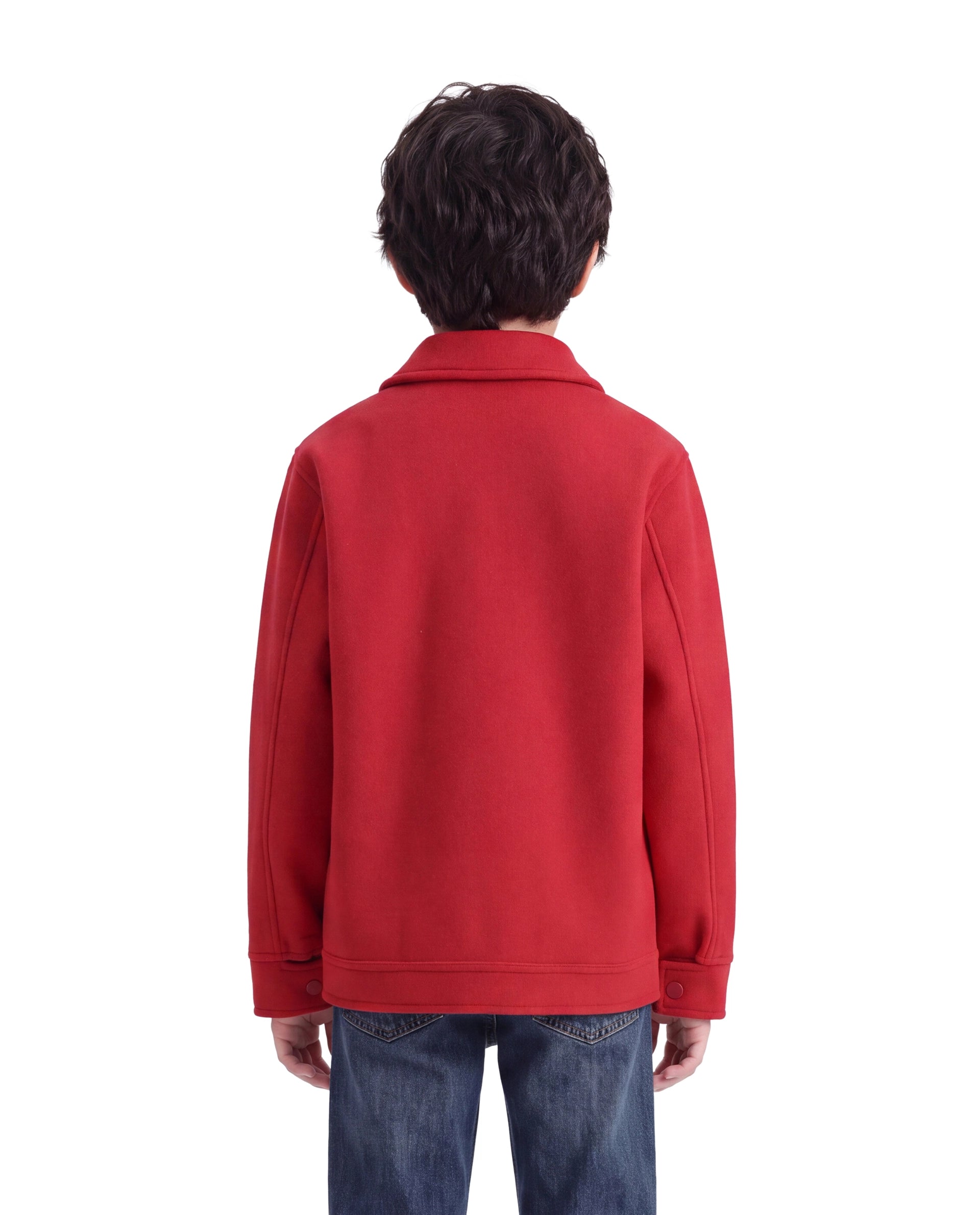 Rare Ones Kids Tweedo-K Red Polyester Fabric Button Closure Regular Fit Plain Jacket