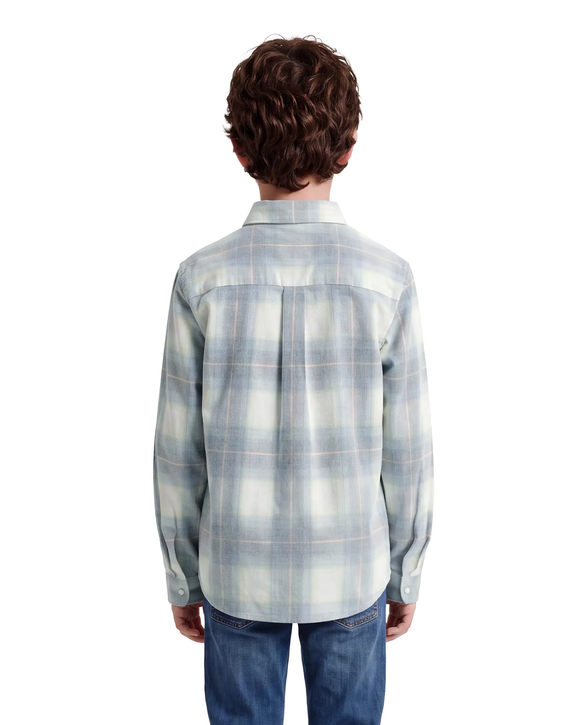 Rare Ones Kids Tom Light Blue Cotton Fabric Button Closure Relaxed Fit Checked Shirt