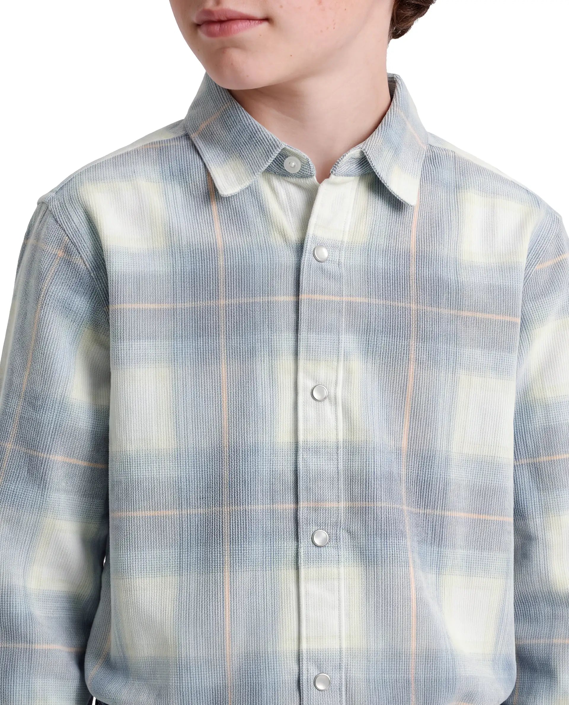 Rare Ones Kids Tom Light Blue Cotton Fabric Button Closure Relaxed Fit Checked Shirt