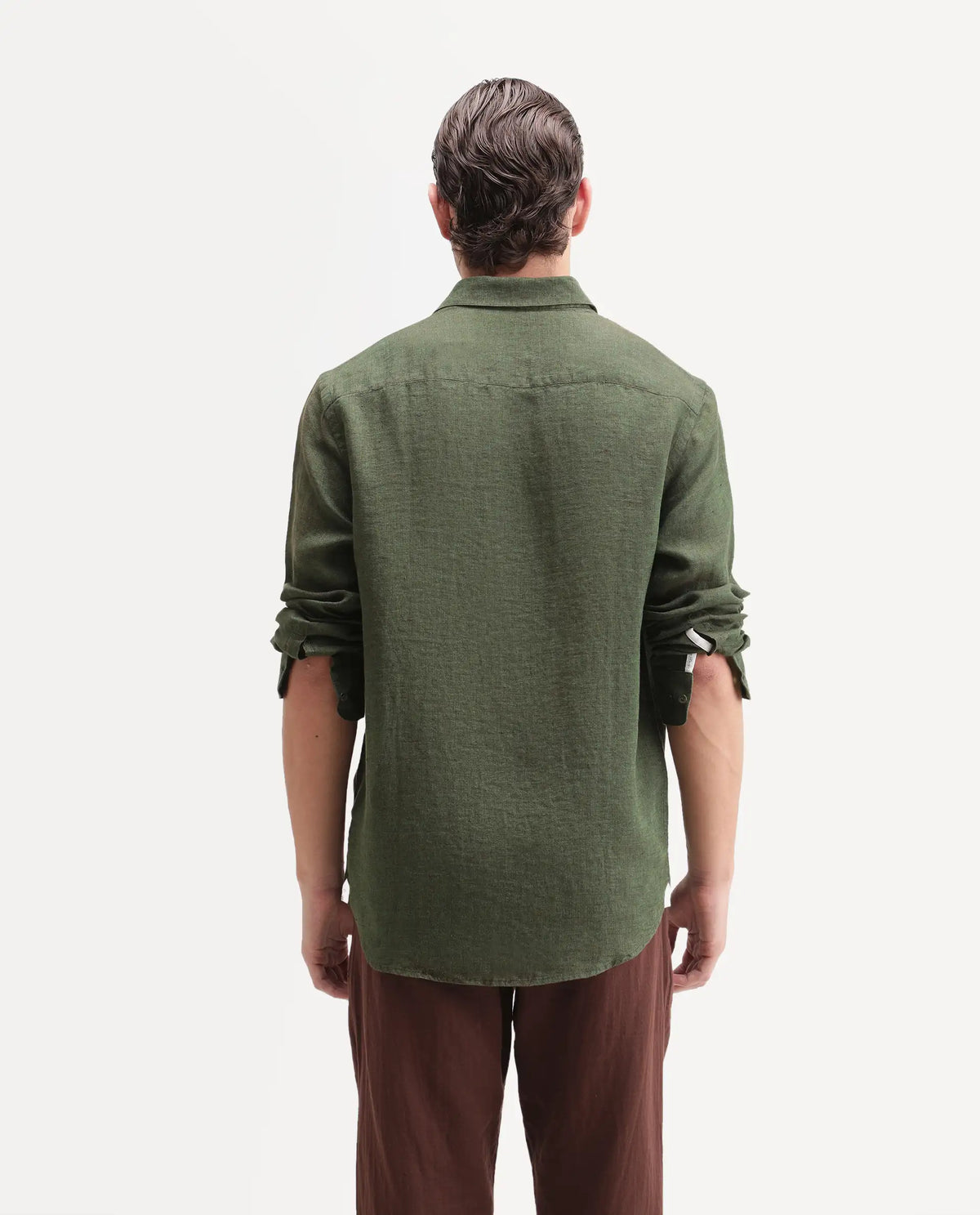 Rare Rabbit Men's Borium Ls-Aw26 Dark Green 100% Linen Button Regular Fit Shirt