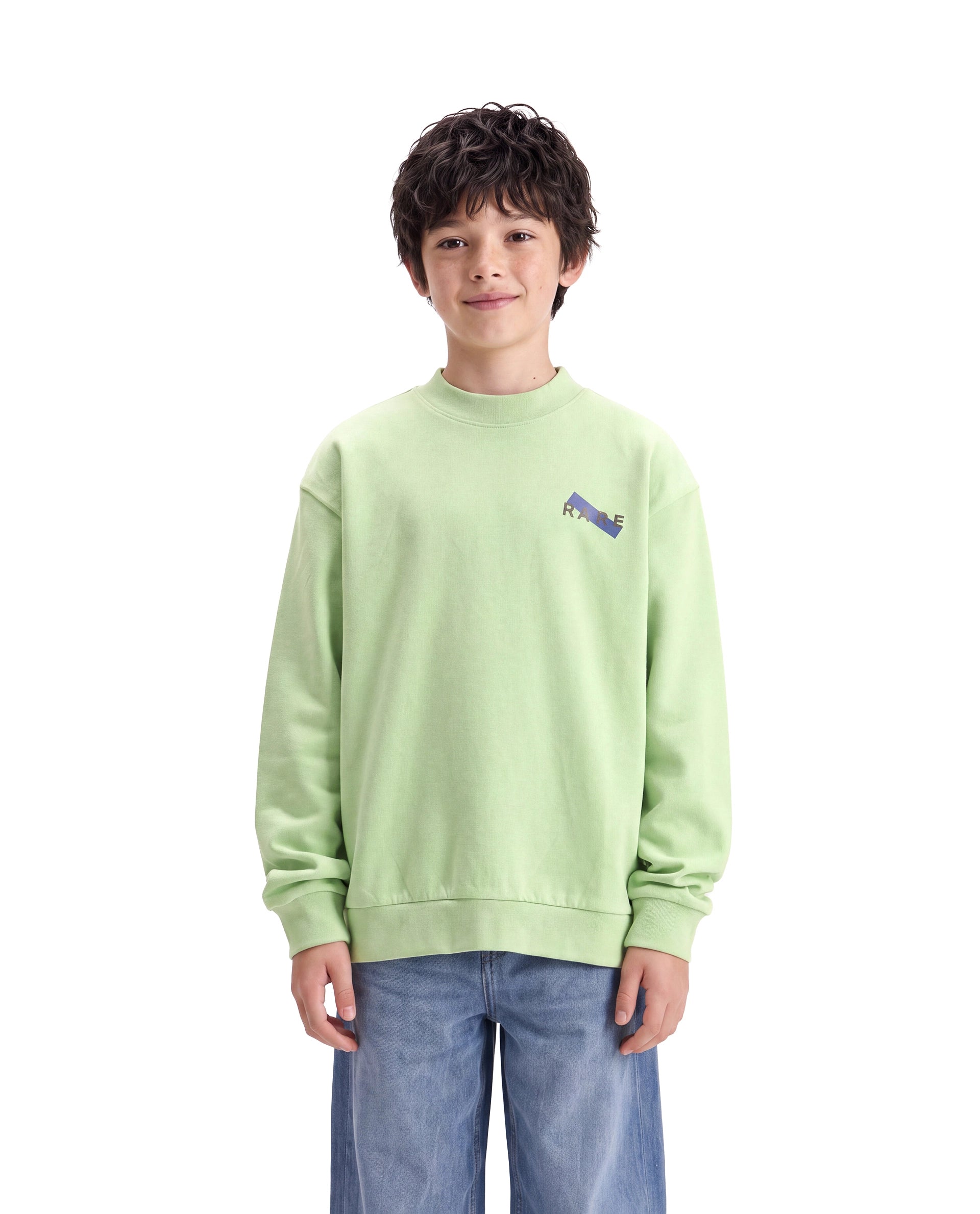 Rare Ones Kids Vinti Fluorescent Green Cotton Blend Fabric Crew Neck Pull-On Closure Oversized Fit Jelly Print Sweatshirt