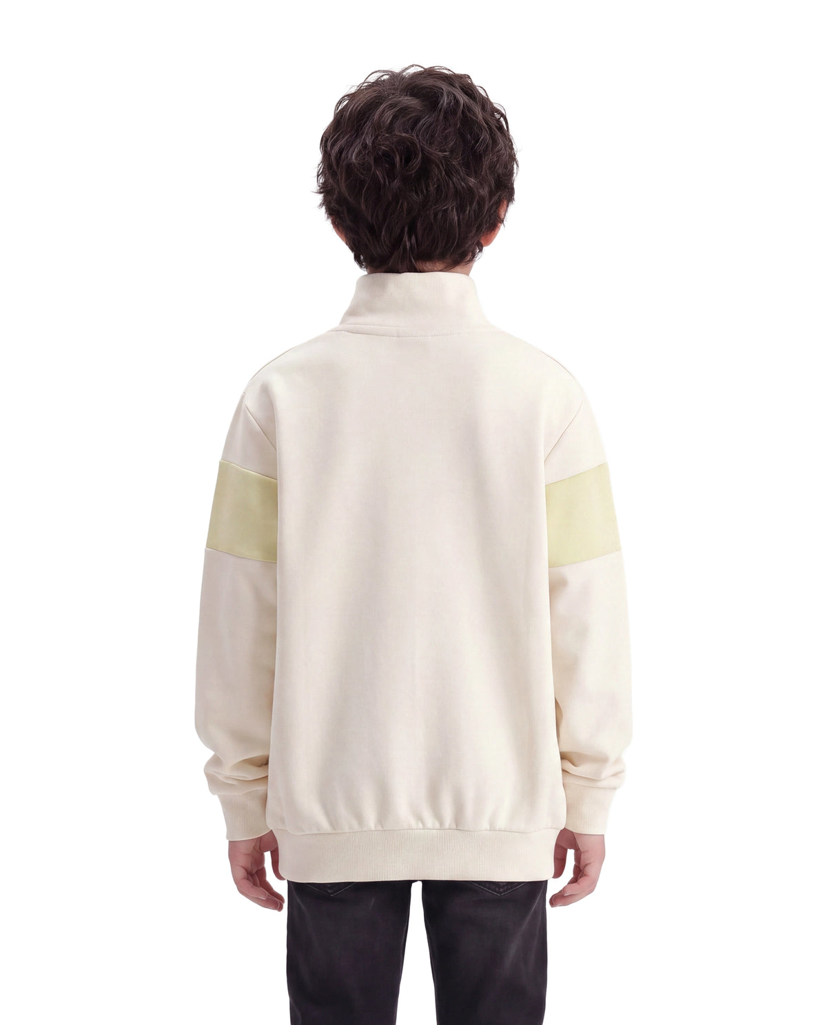 Rare Ones Kids Cloud Off White Cotton Blend Fabric Spread Collar Zipper Closure Regular Sweatshirt