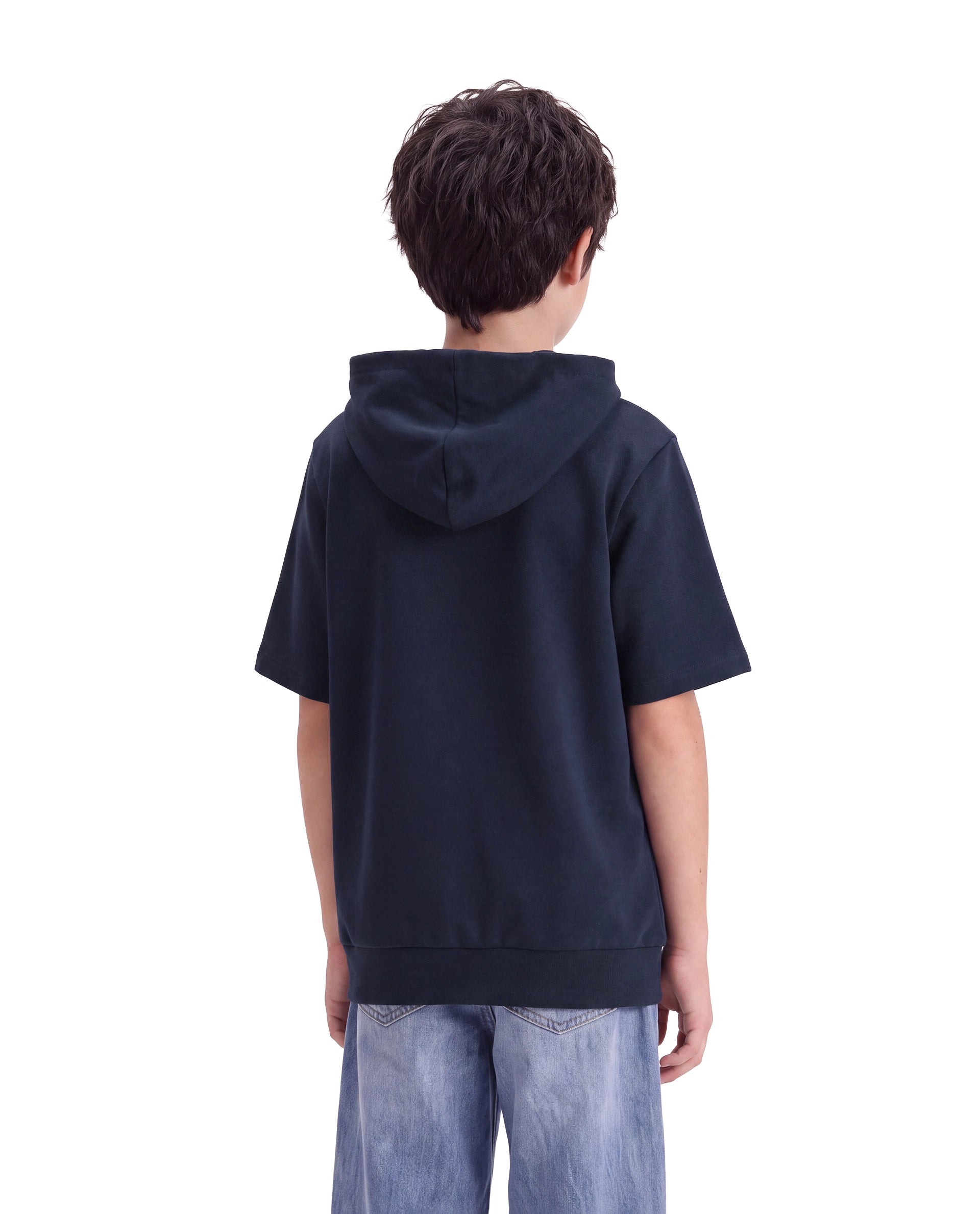 Rare Ones Kids Cinko Navy Cotton Blend Fabric Hooded Pull-On Closure Oversized Sweatshirt