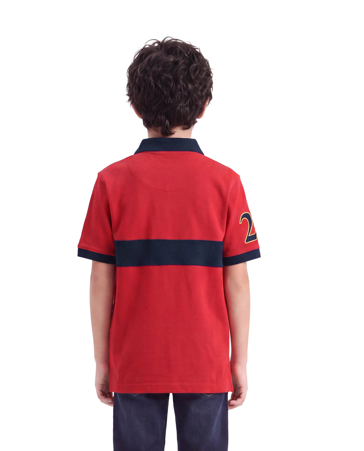 Rare Ones Kids Ekon Red Cotton Blend Fabric Button Closure Regular Fit Printed Polo