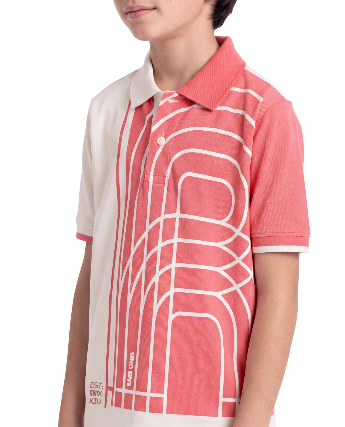 Rare Ones Kids Coen White Cotton Blend Fabric Spread Collar Button Closure Regular Polo