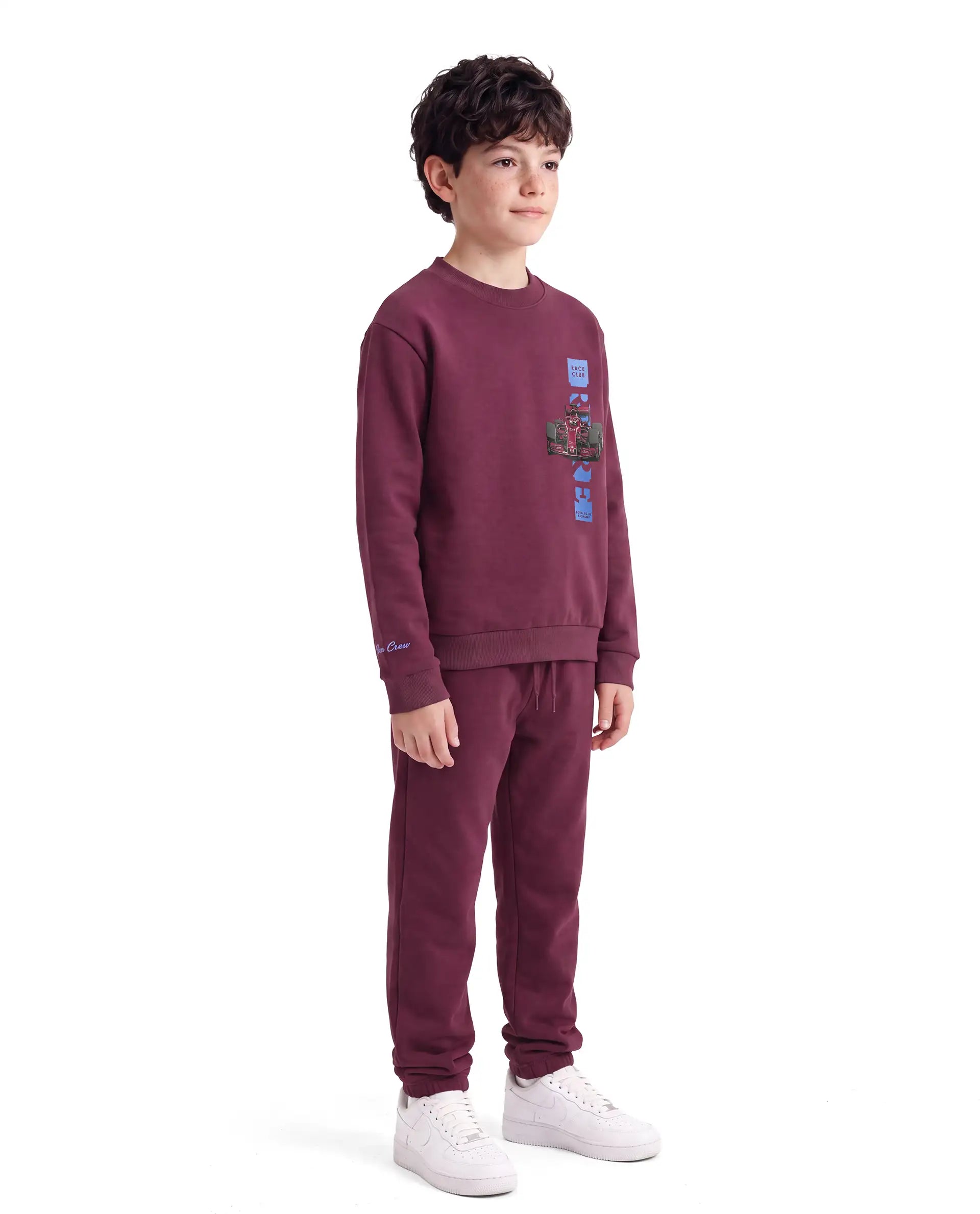Rare Ones Kids Sohi-B Maroon Cotton Blend Fabric Drawstring Closure Straight Trackpant