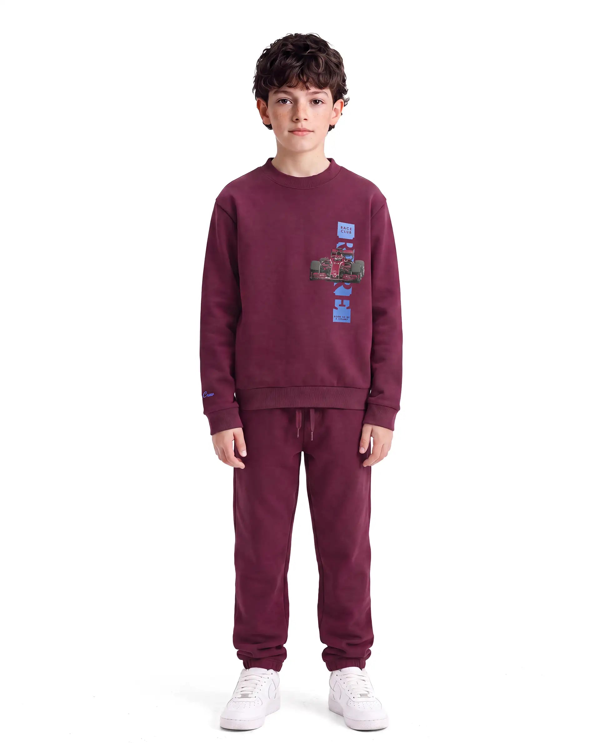Rare Ones Kids Sohi-B Maroon Cotton Blend Fabric Drawstring Closure Straight Trackpant