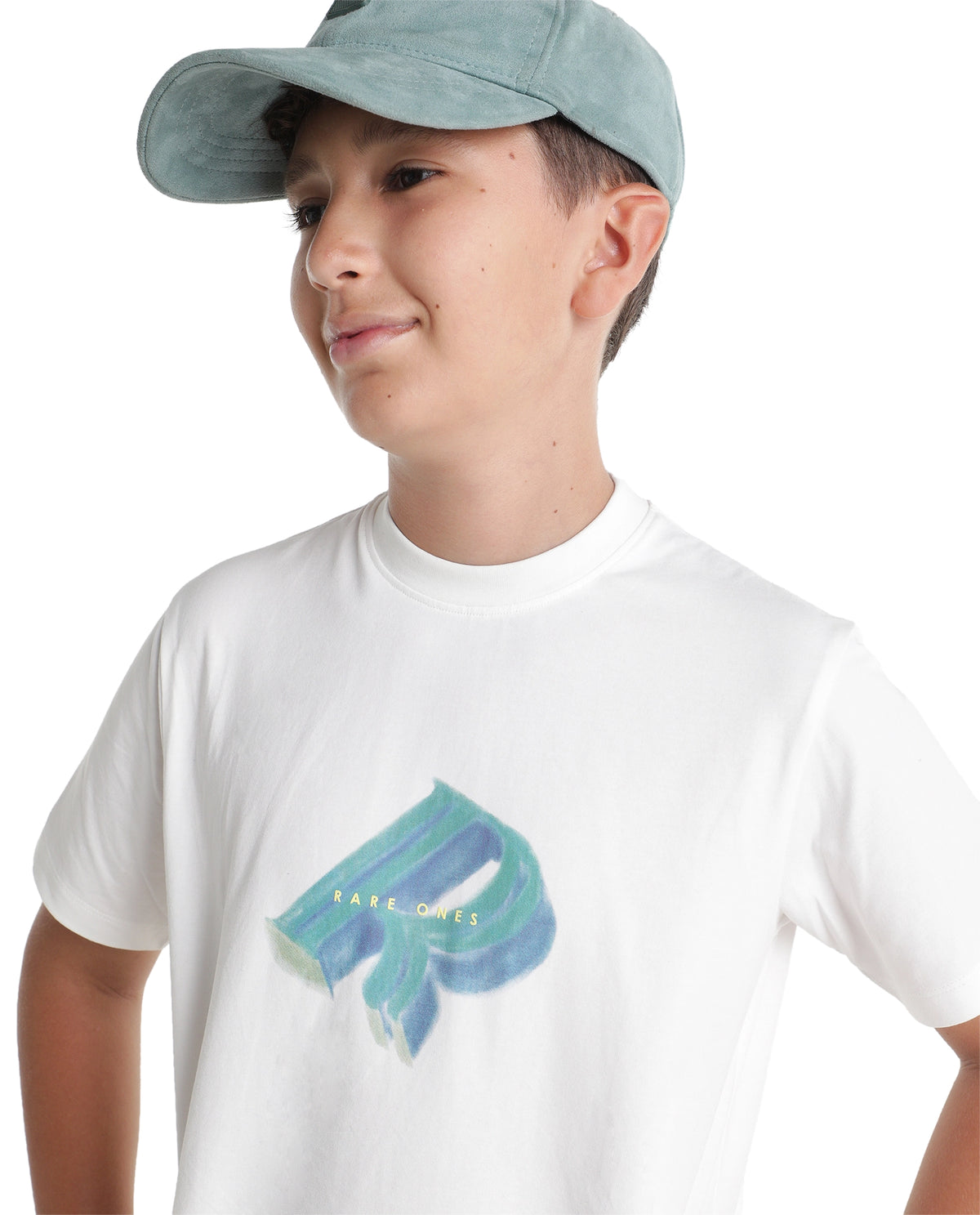 Rare Ones Kids Kim-k Off White Cotton Blend Fabric Pull-On Regular Fit Graphic Print T-Shirt