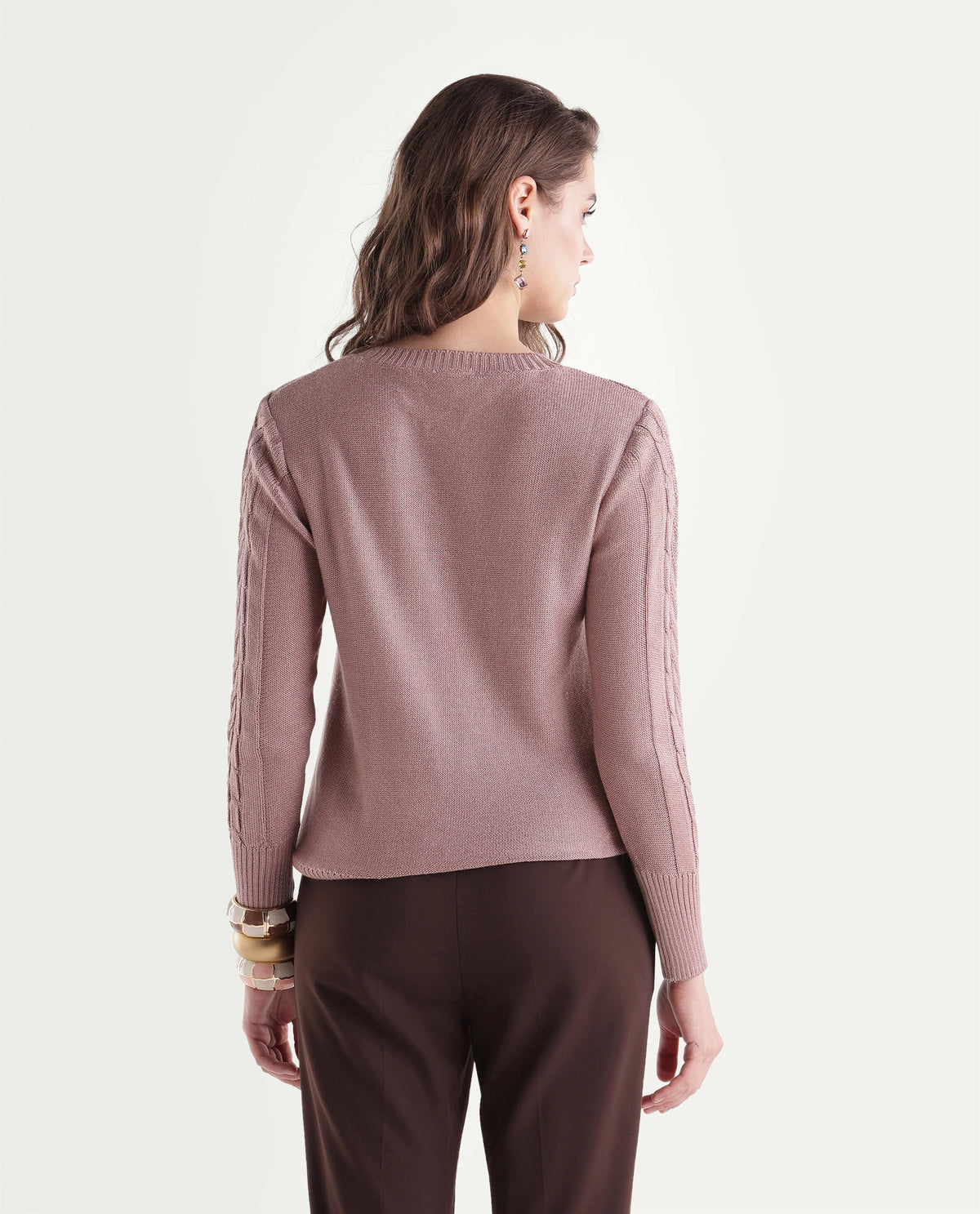 Rareism Women's Laso Dusky Pink Acrylic Blend Pull-On Relaxed Fit Sweater