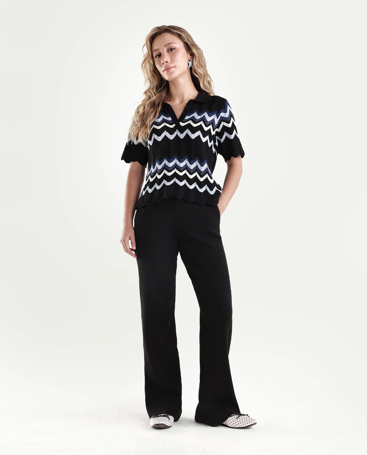 Rareism Women's Laxed-B Black Viscose Blend Pull-On Straight Track Pant