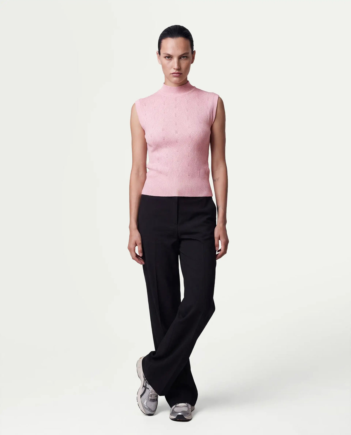 Rareism Women's Lixer Light Pink Viscose Blend Pull-On Relaxed Fit Top