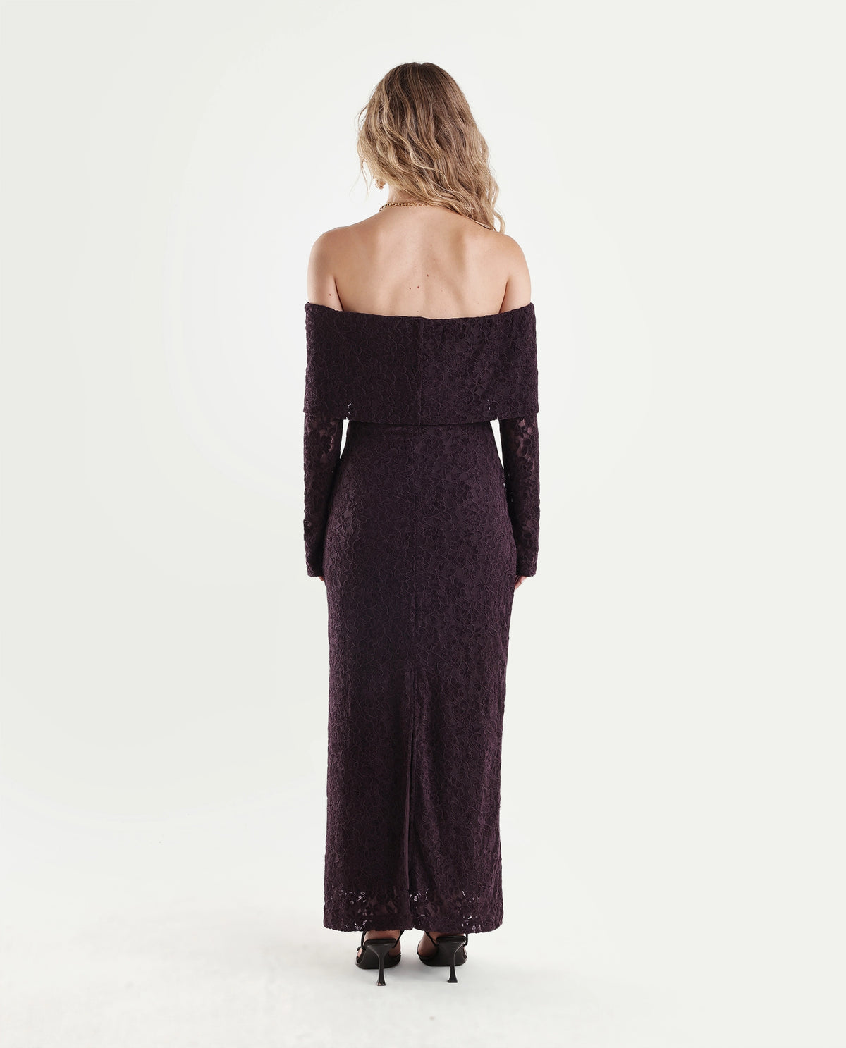 Rareism Women's Parsons Dark Maroon Polyester Blend Off Shoulder Bodycon Jacquard Dress - image 6
