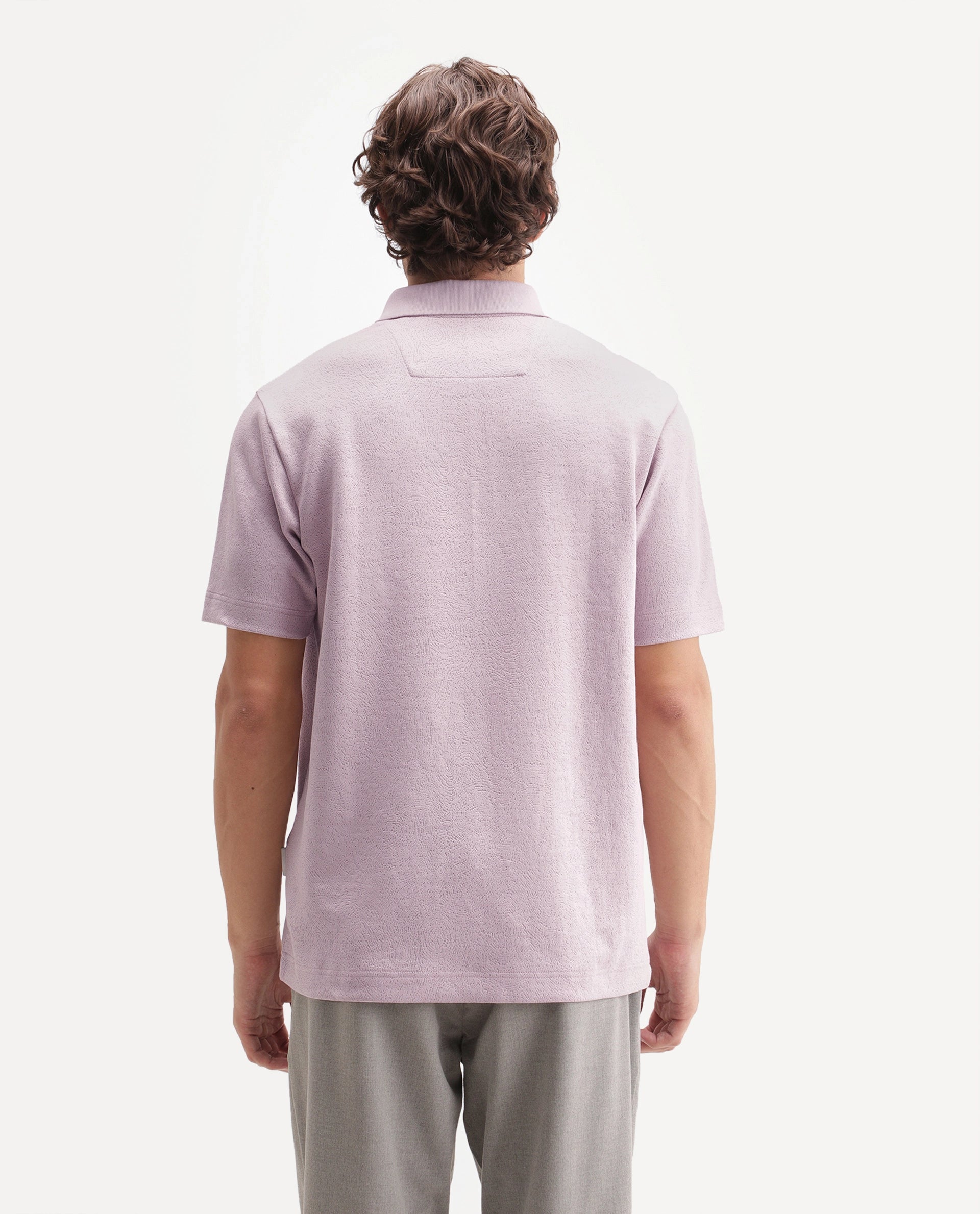 Rare Rabbit Men's Davin-P Light Pink Cotton Blend Spread Collar Regular Plain Polo