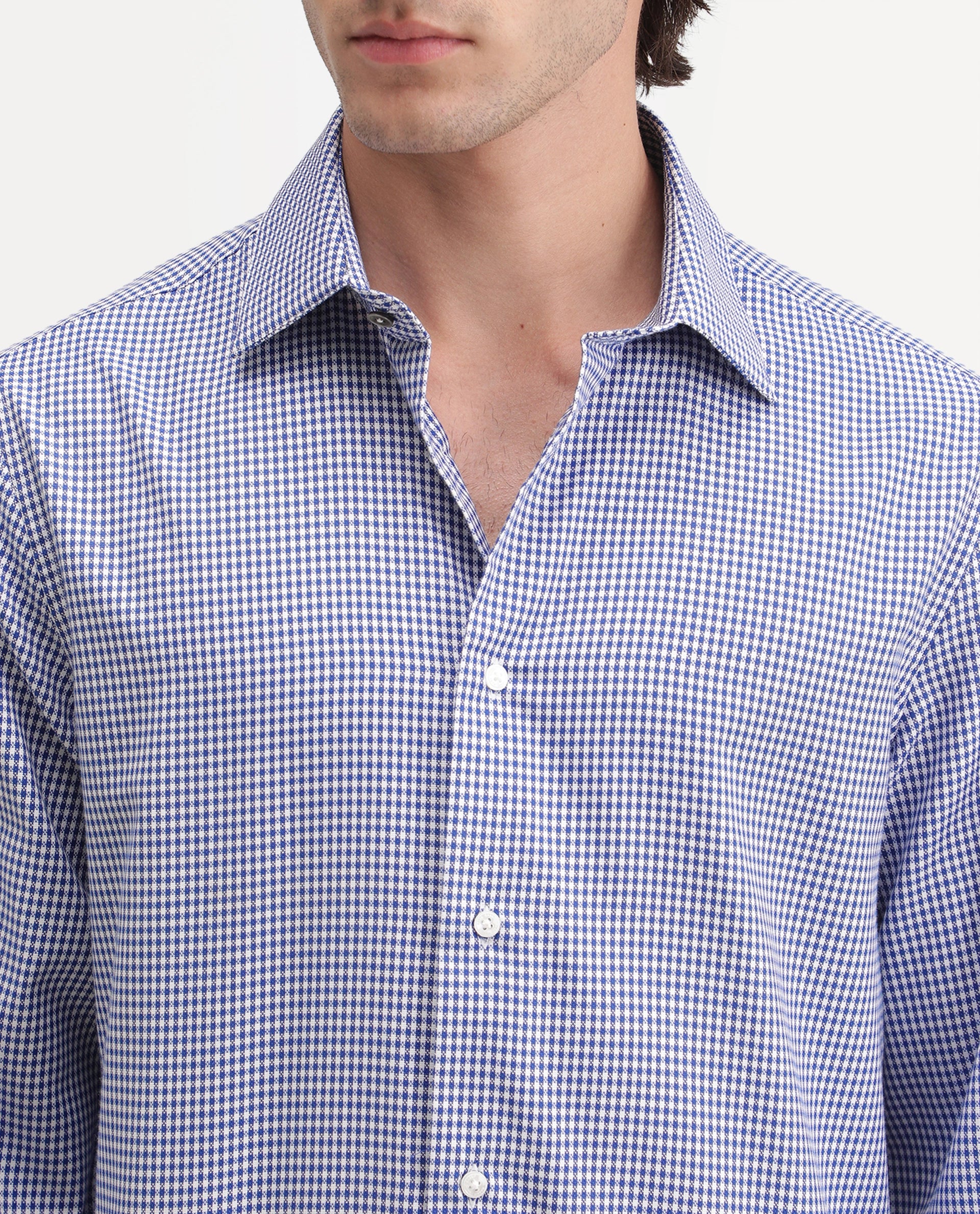 Rare Rabbit Men's Drvex Navy Polyester Blend Button Regular Fit Checked Shirt