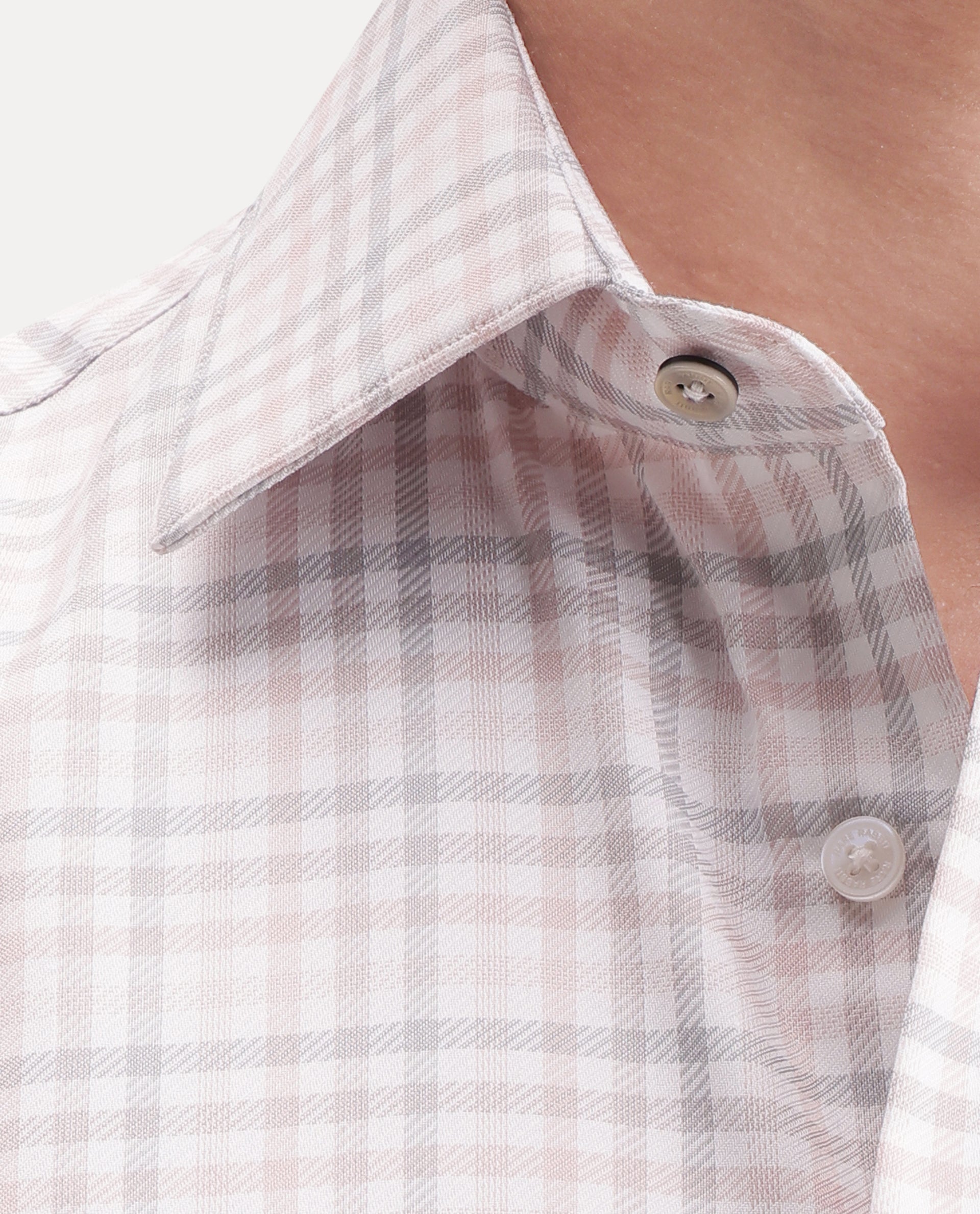 Rare Rabbit Men's Orexa Light Pink Polyester Blend Button Regular Fit Checked Shirt