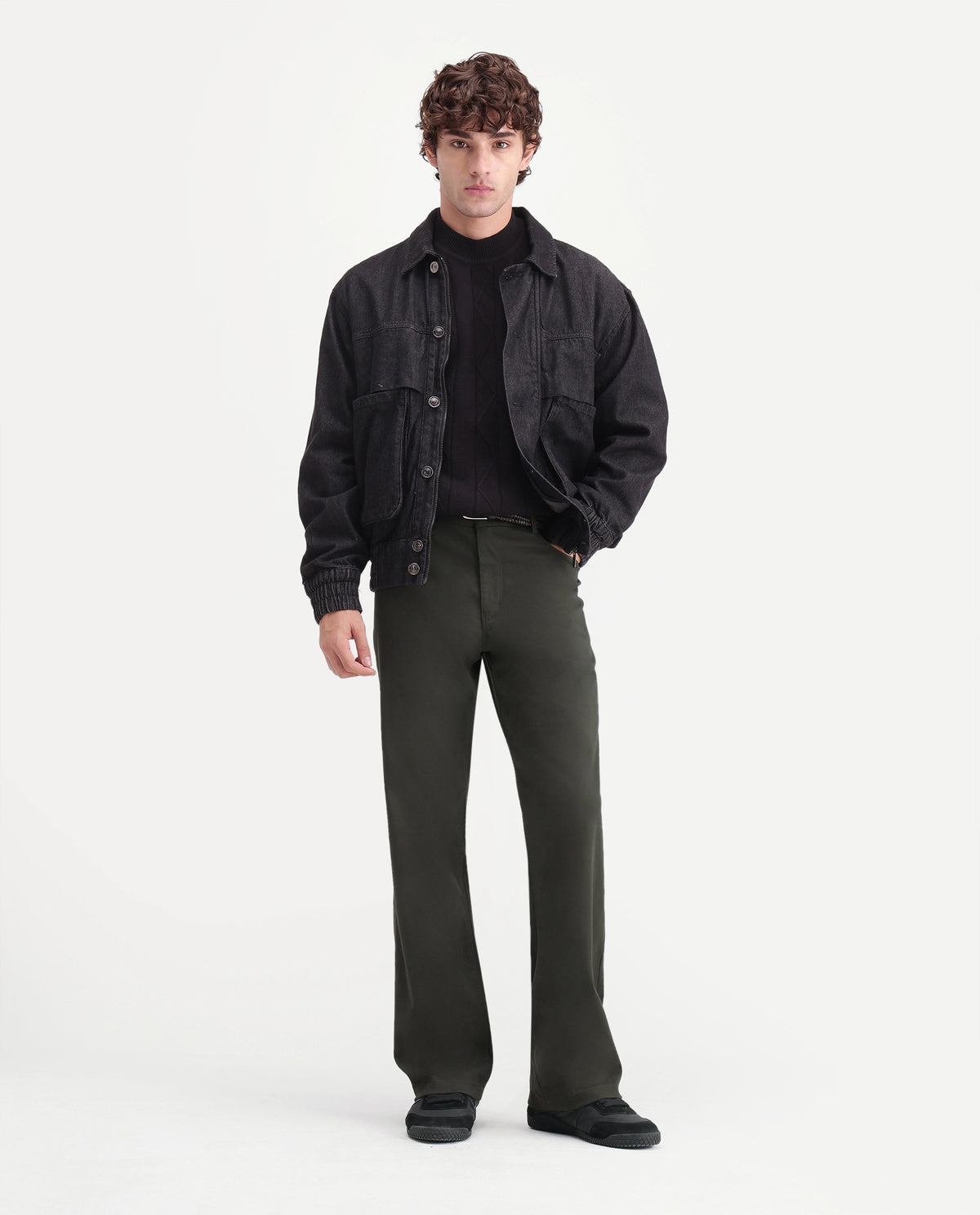 Rare Rabbit Men's Spoke-W Cotton Blend Button And Zip Wide Leg Fit Plain Trouser