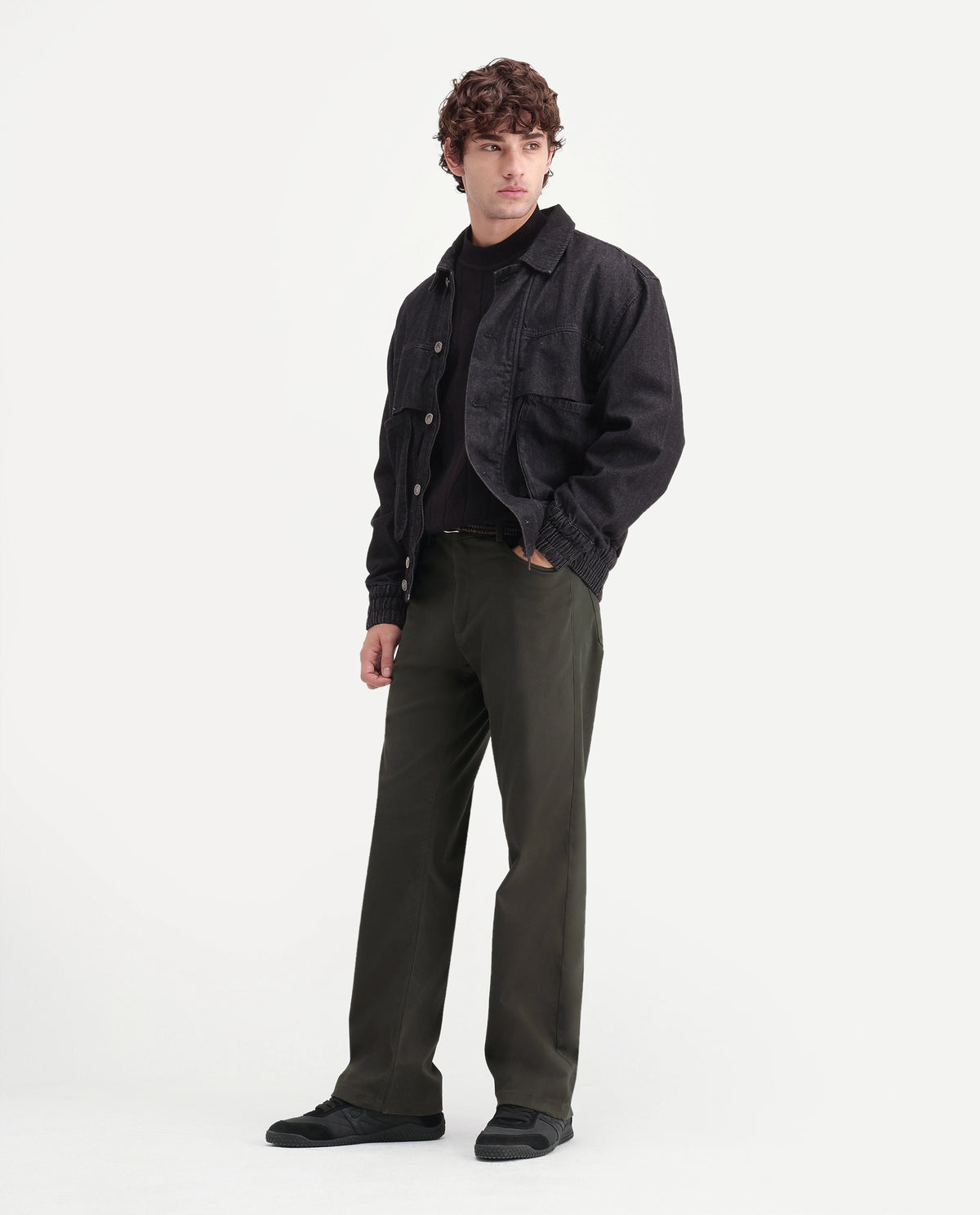 Rare Rabbit Men's Spoke-W Cotton Blend Button And Zip Wide Leg Fit Plain Trouser