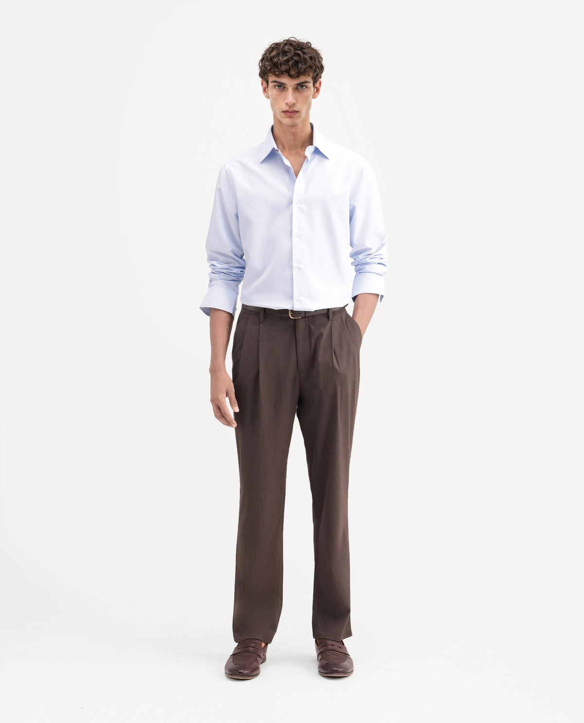Rare Rabbit Men's Fyn Brown Polyester Blend Regular Fit Stripe Trouser - image 4