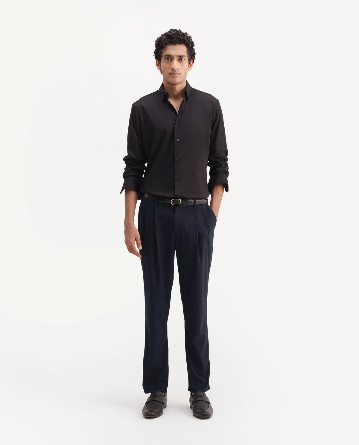 Rare Rabbit Men's Fyn Navy Polyester Blend Regular Fit Striped Trouser - image 4