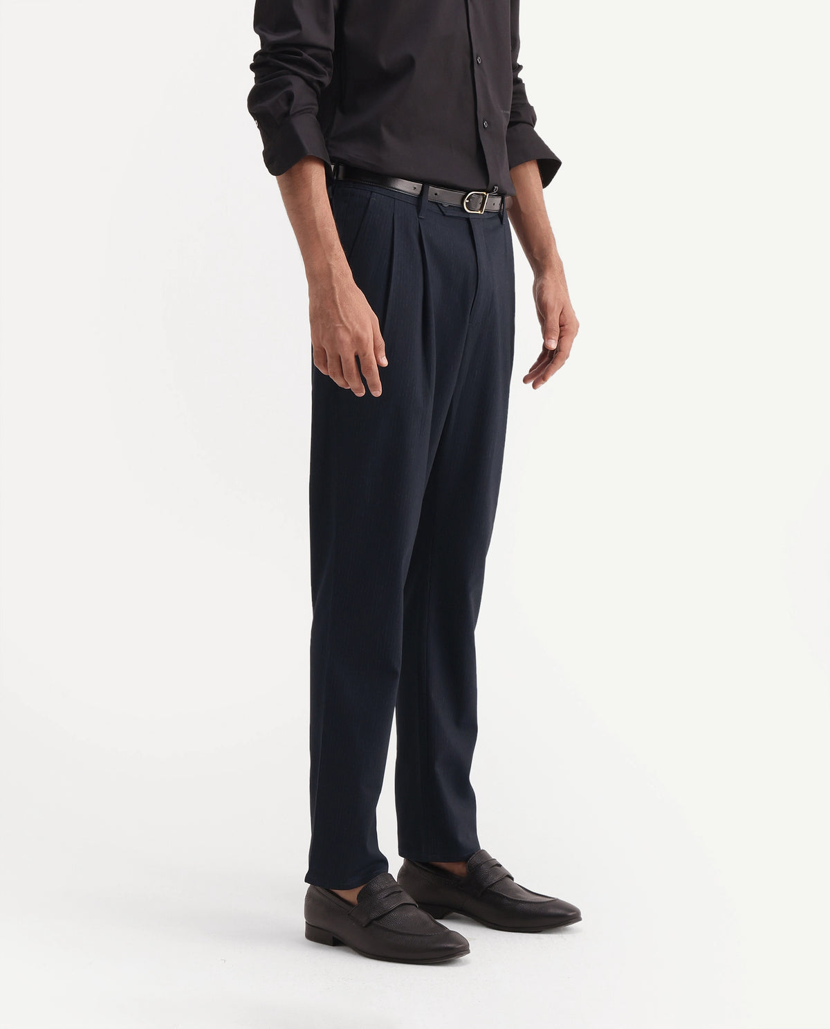 Rare Rabbit Men's Fyn Navy Polyester Blend Regular Fit Striped Trouser - image 7
