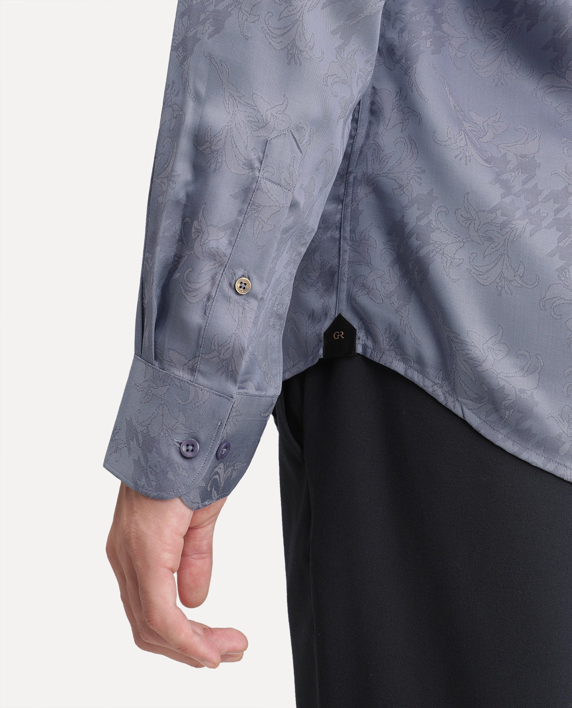 Rare Rabbit Men's Ember Dusky Purple Tencel Button Regular Fit Jacquard Shirt