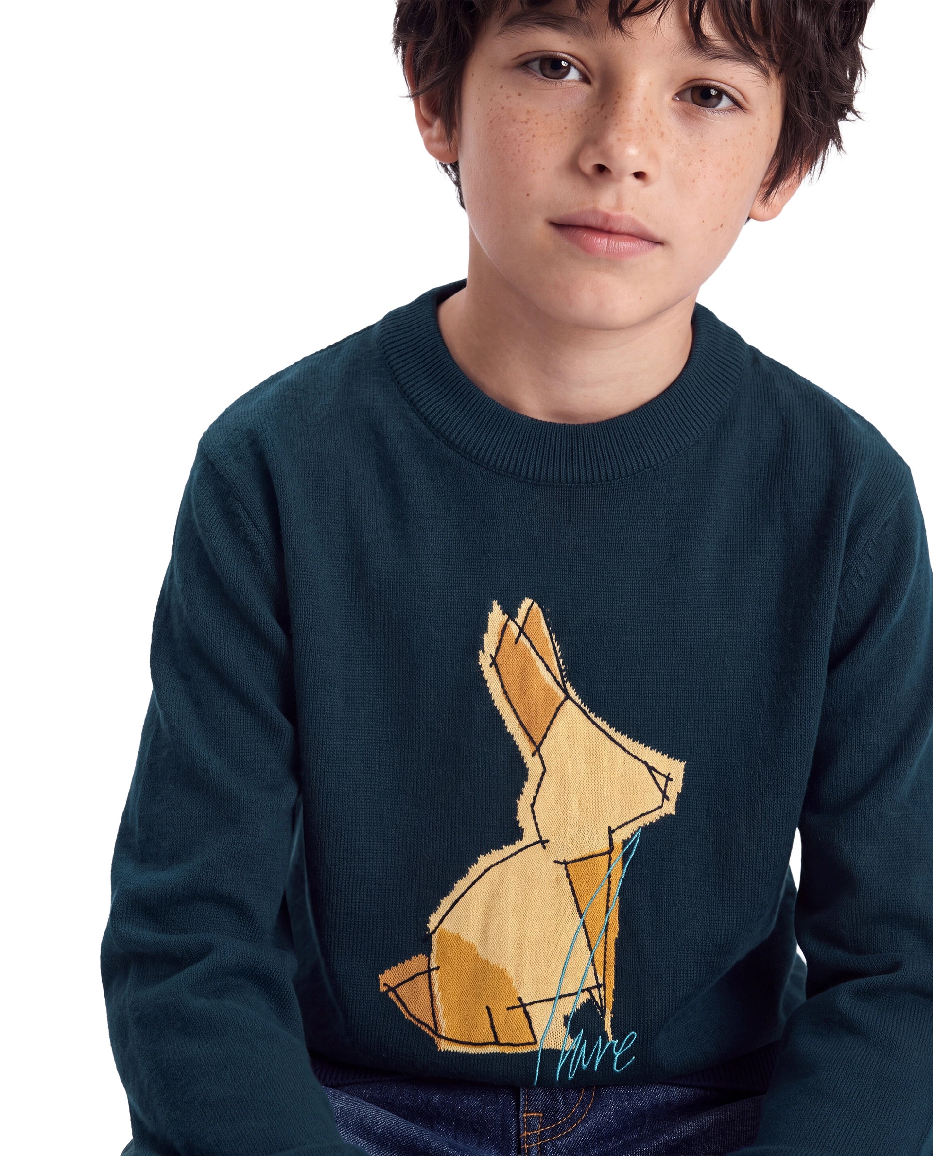 Rare Ones Kids Mipo-26 Navy Acrylic Fabric Pull-On Closure Regular Fit Graphic Print Sweater