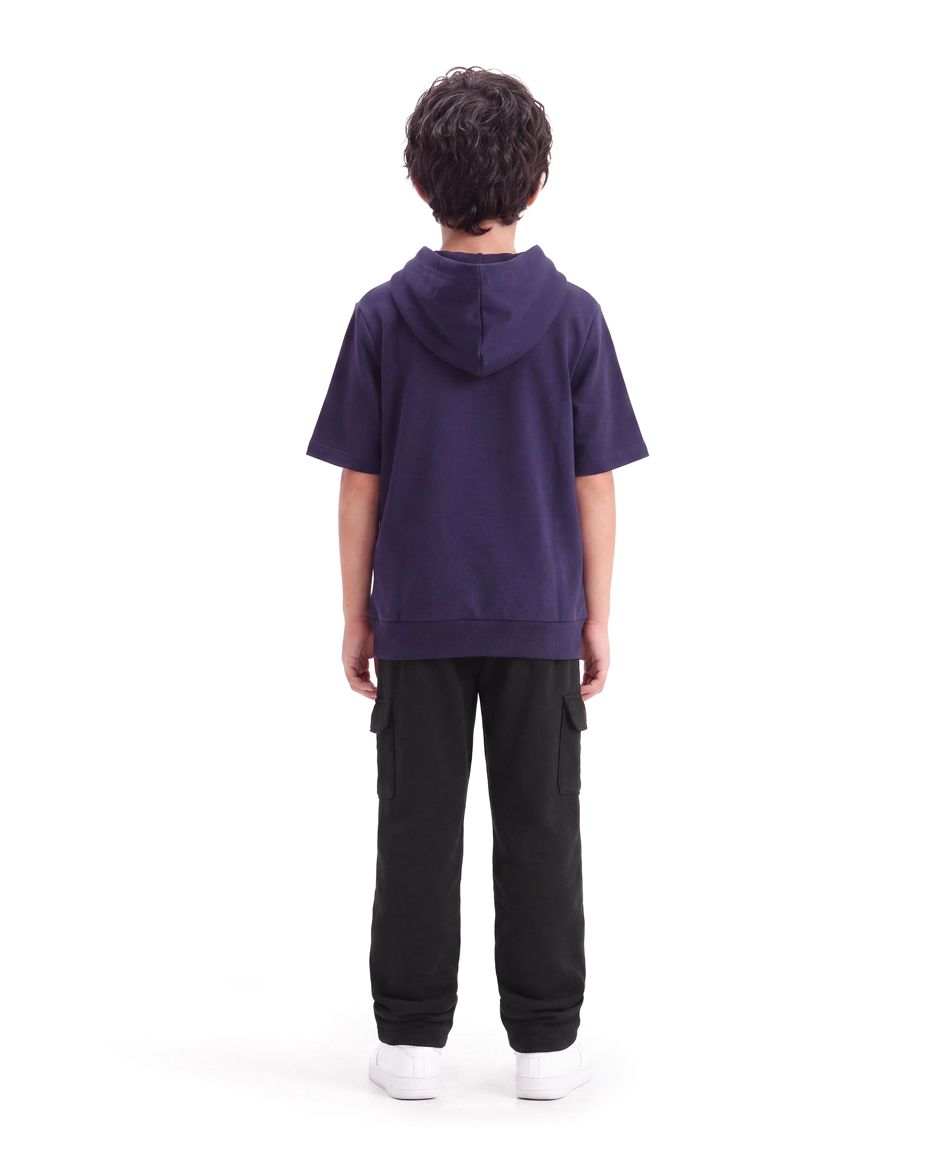 Rare Ones Kids Krio-B Black Cotton Blend Fabric Drawstring Closure Cargo Fit Plain Track Pant