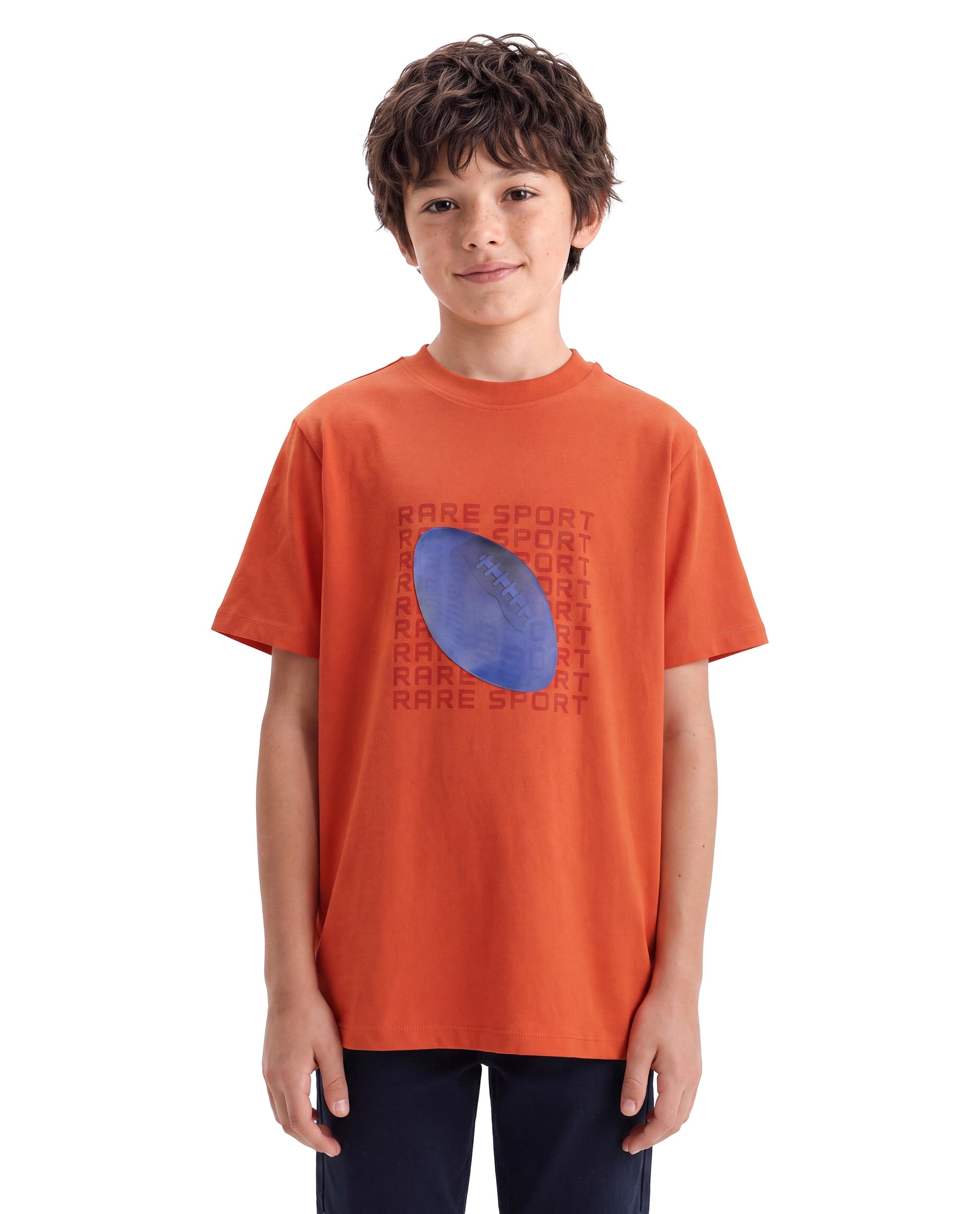 Rare Ones Kids Frans Rust Cotton Blend Fabric Pull-On Regular Fit Graphic Print T-Shirt