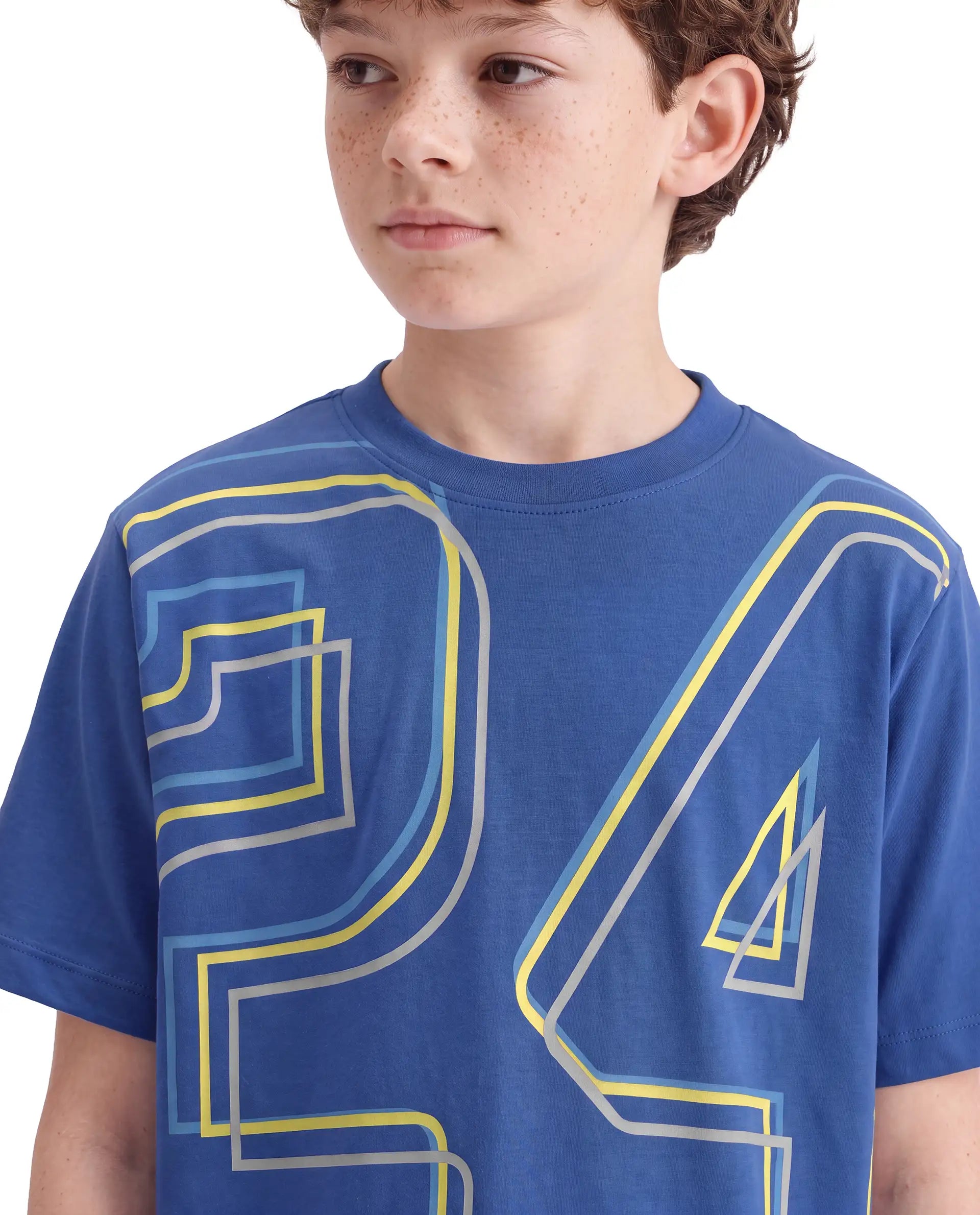 Rare Ones Kids Svant Blue Cotton Fabric Pull-On Regular Fit Graphic Print T-Shirt