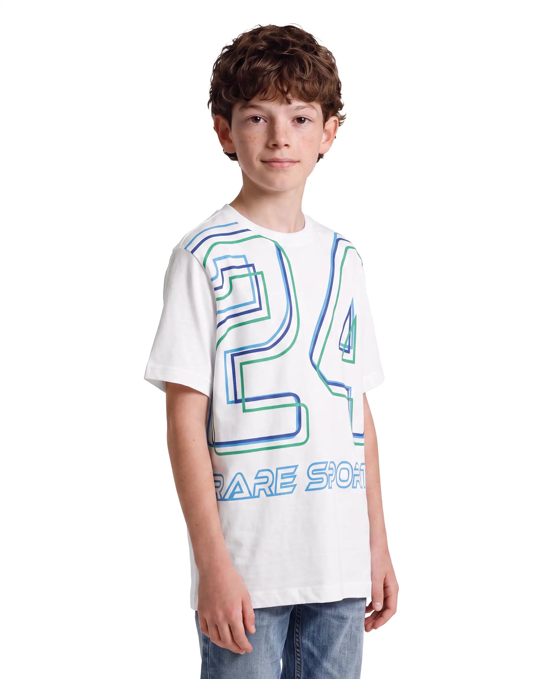Rare Ones Kids Svant White Cotton Fabric Pull-On Regular Fit Graphic Print T-Shirt