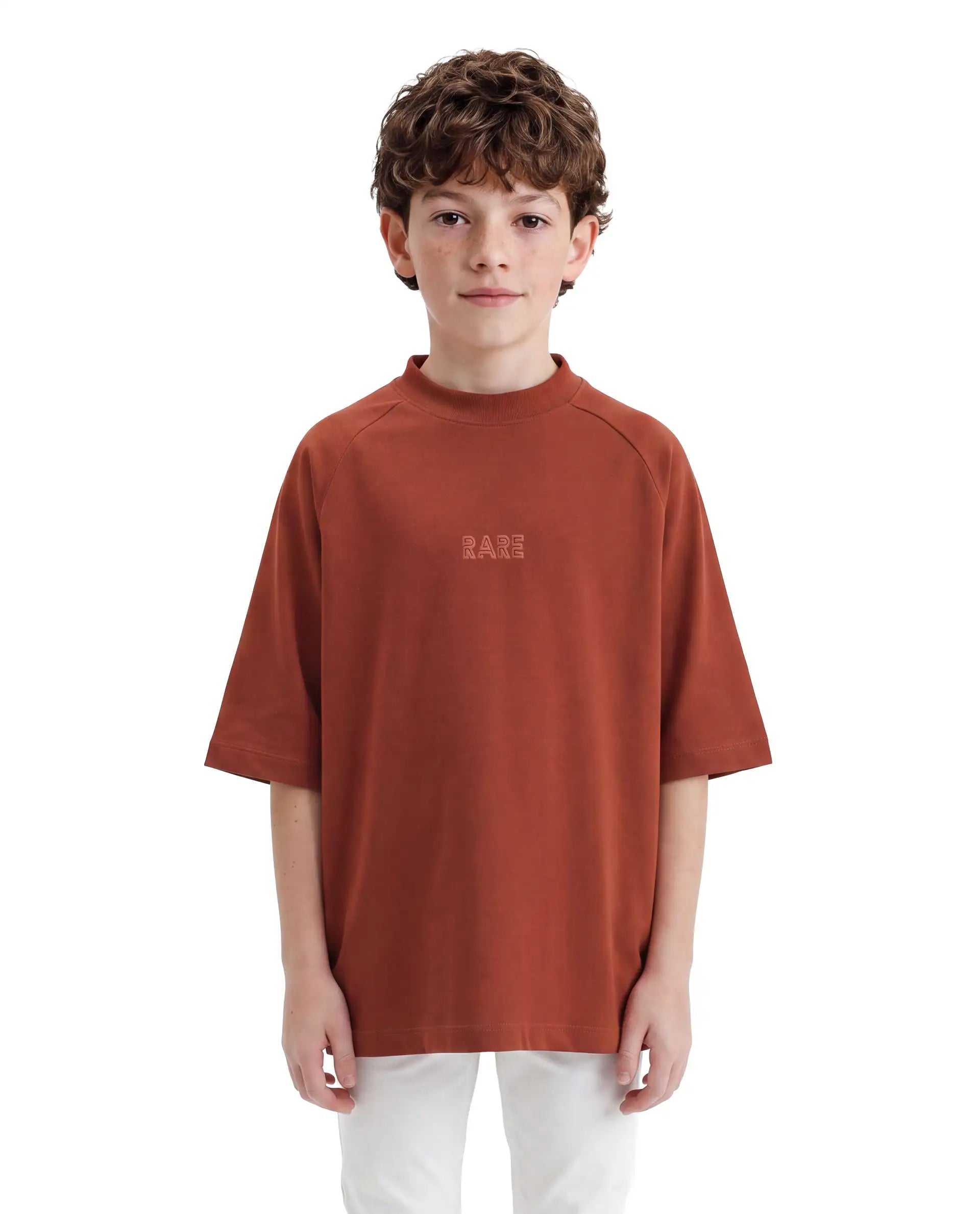 Rare Ones Kids Travis Rust Cotton Fabric Pull-On Oversized Fit Graphic Print T-Shirt