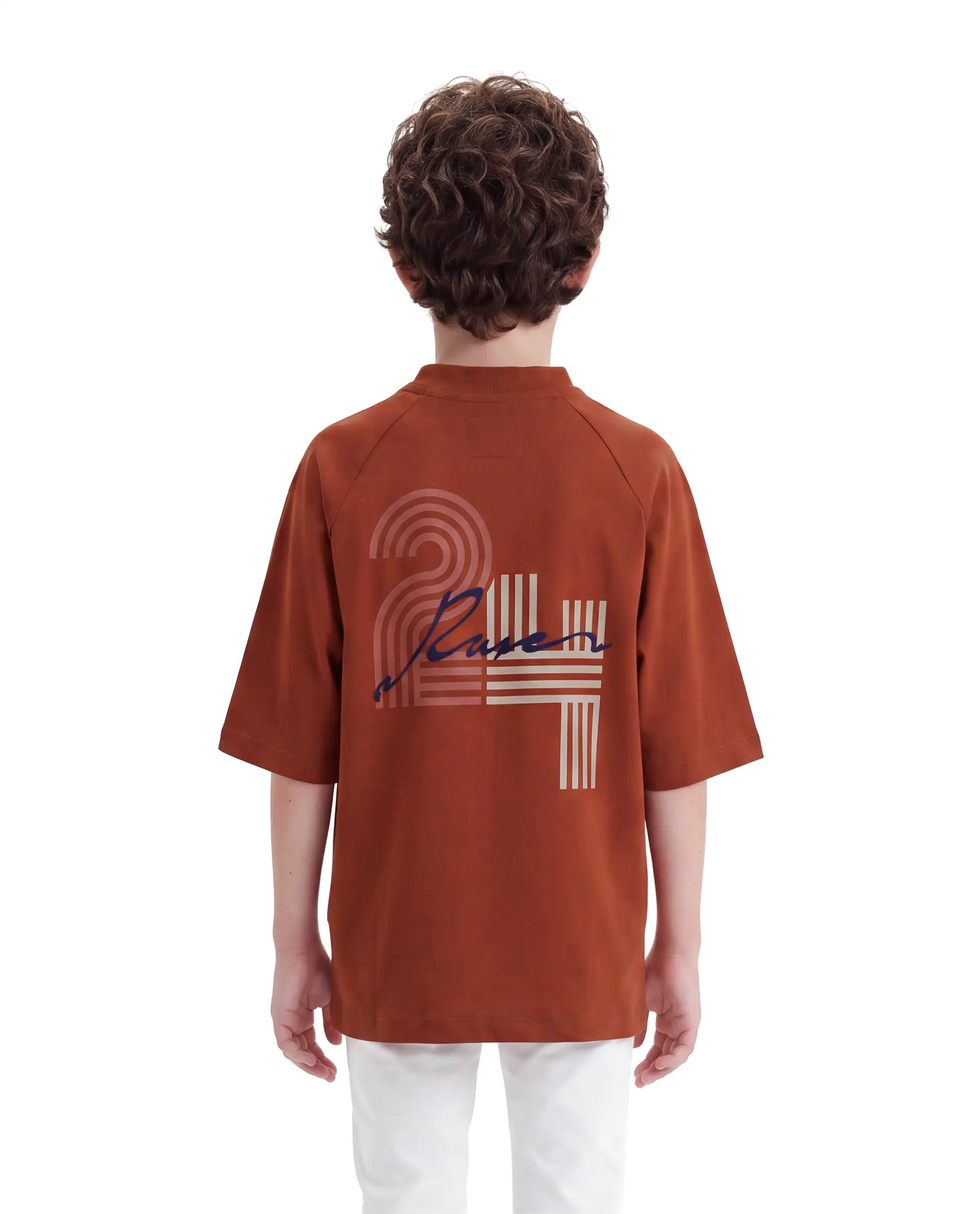 Rare Ones Kids Travis Rust Cotton Fabric Pull-On Oversized Fit Graphic Print T-Shirt