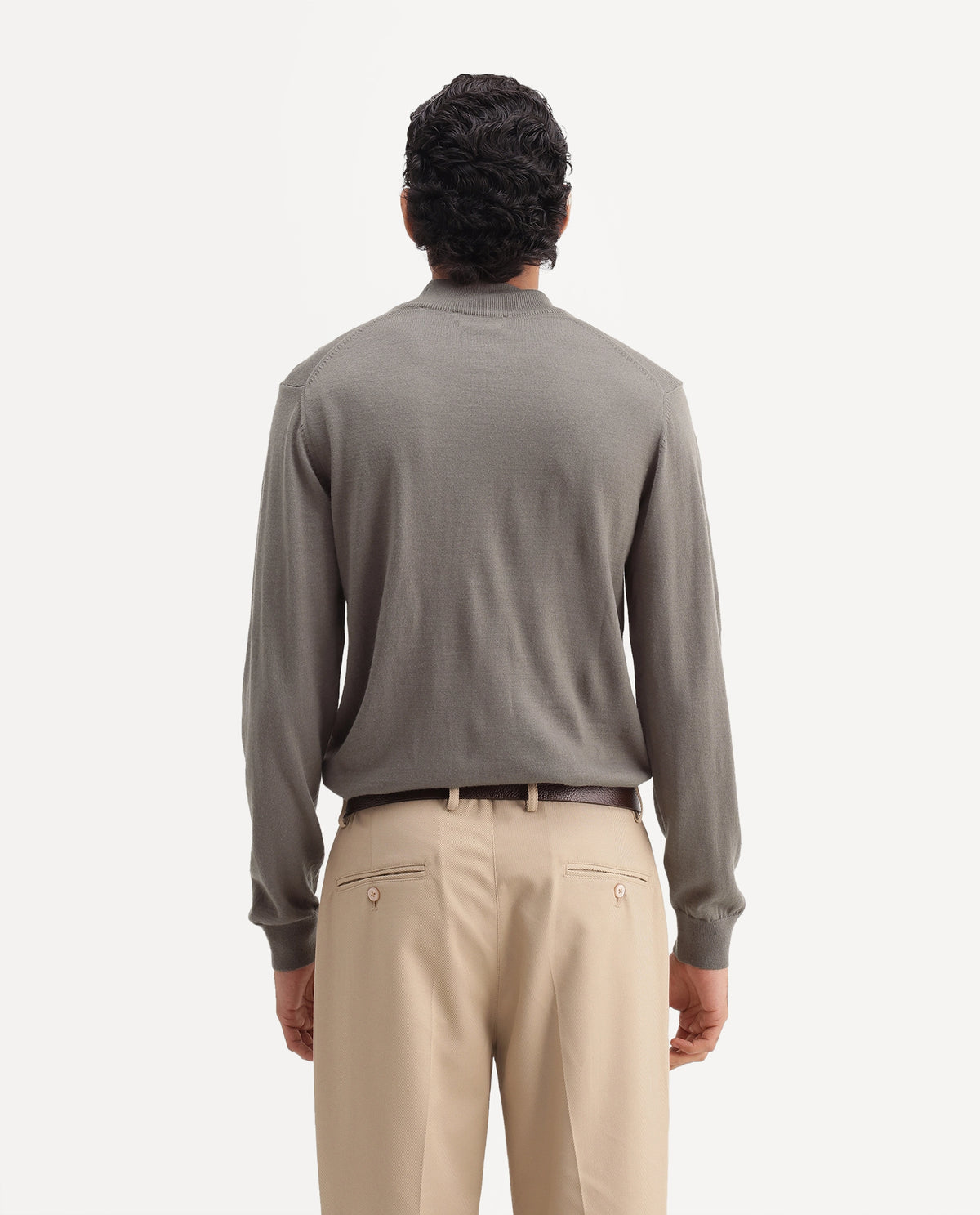 Rare Rabbit Men's Bren Dark Beige Acrylic Blend Regular Fit Sweater