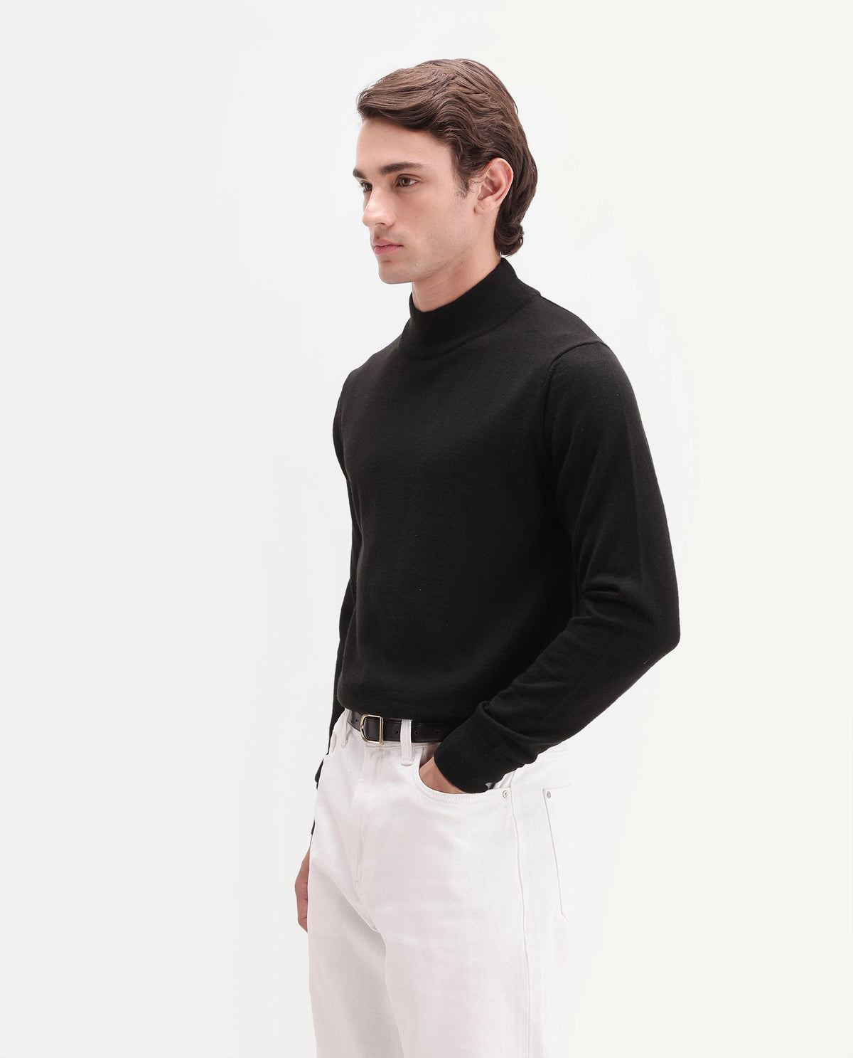 Rare Rabbit Men's Bren Black Acrylic Blend Regular Fit Plain Sweater