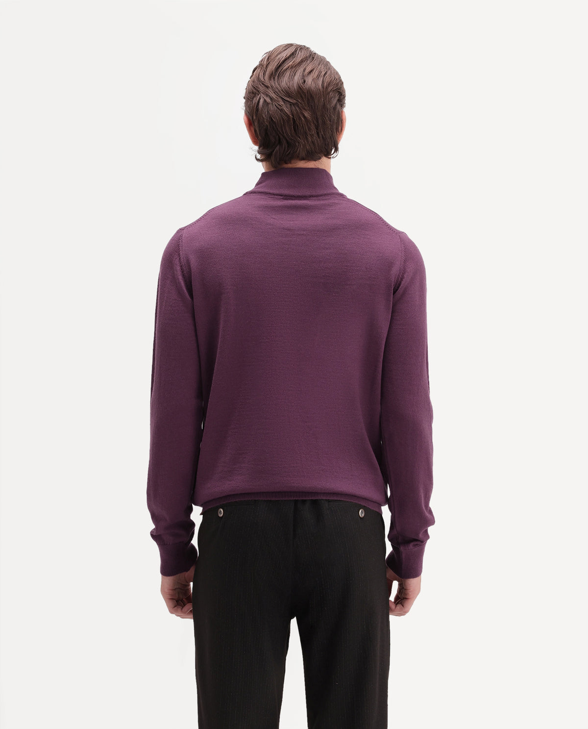 Rare Rabbit Men's Bren Dark Brown Acrylic Blend Regular Plain Fit Sweater